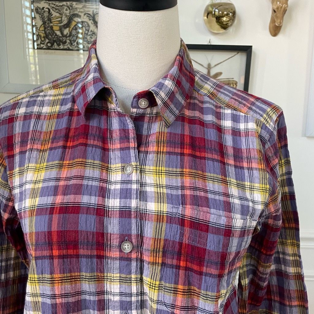 Eddie Bauer Eddie Bauer Classic Fit Plaid Button Up Shirt Red Purple Yel Size M / US 6-8 / IT 42-44 - 2 Thumbnail