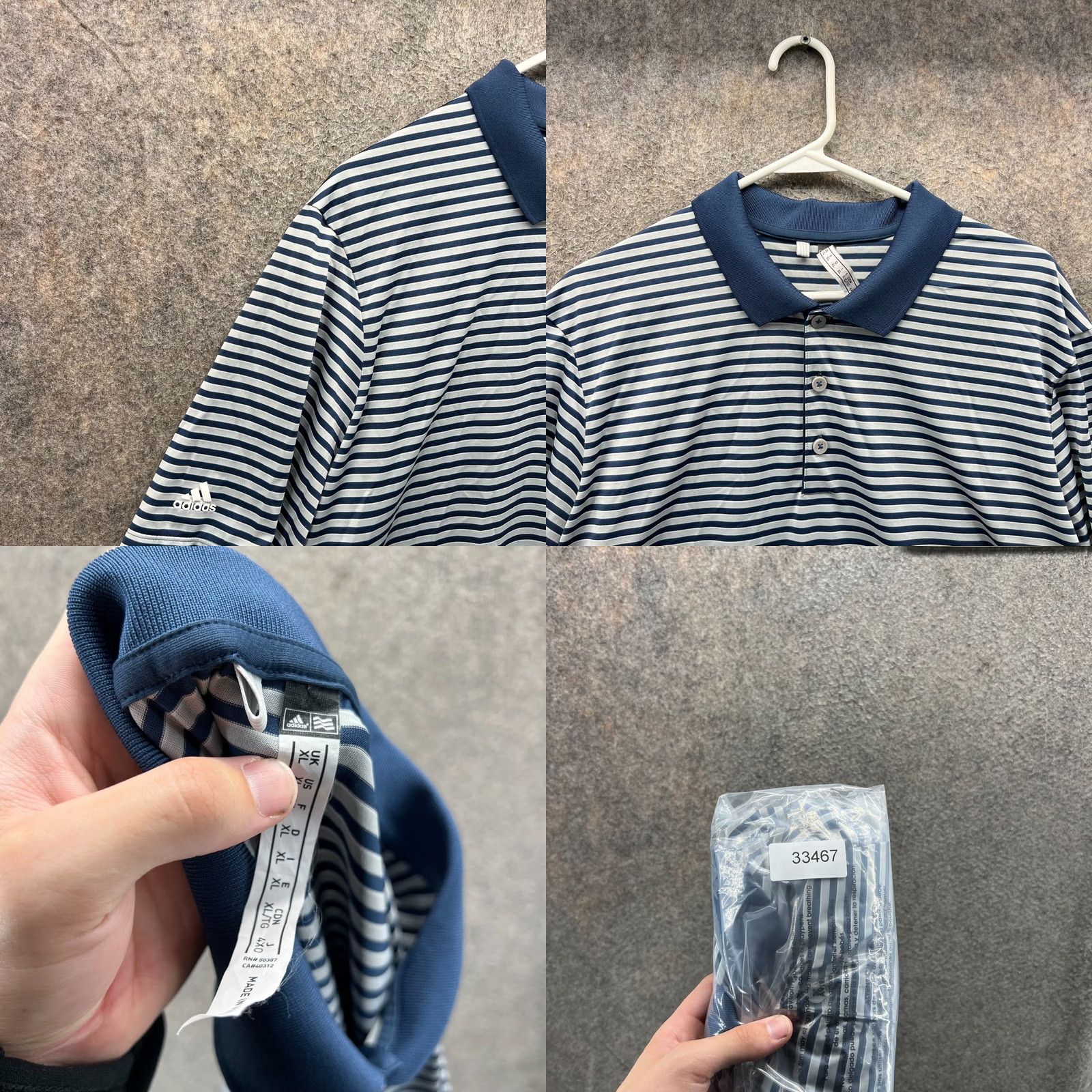 Adidas Adidas Polo Shirt Men XL Blue White Striped Knit Golf Extra Large Trefoil Polo Shirt Adidas Golf Preppy Men XL Blue Striped Pattern Size US XL / EU 56 / 4 - 8 Thumbnail