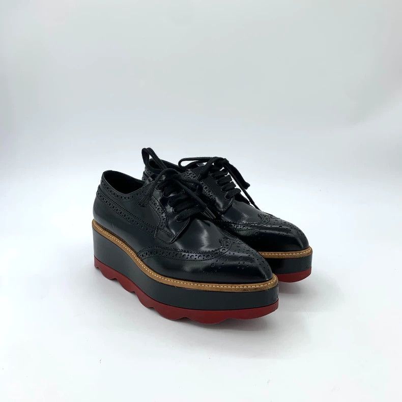 Prada Prada Size 36.5 Black Baroque carved lace-up thick-soled sh Size US 5 / EU 37 - 2 Thumbnail