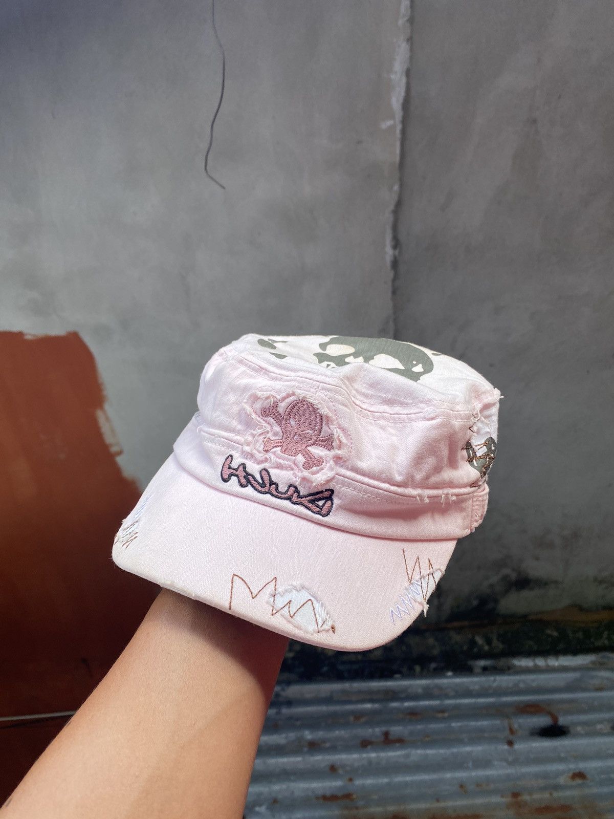 If Six Was Nine × Japanese Brand × Le Grande Bleu (L.G.B.) Skull distressed patrol cap Size ONE SIZE - 1 Thumbnail