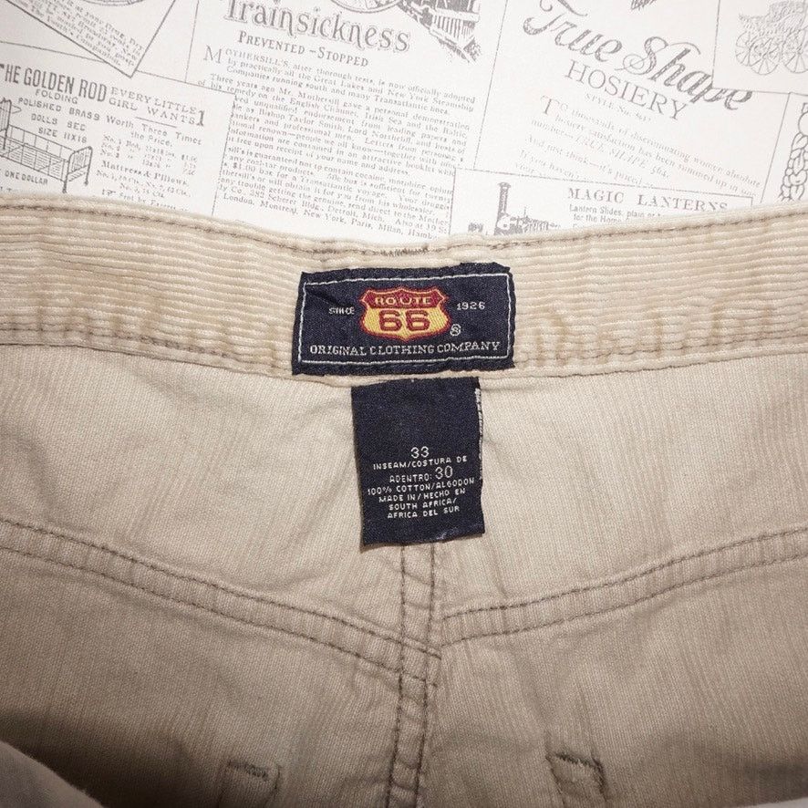 Route 66 33 -Vintage Y2K Route 66 khaki Bay corduroy baggy 1990 pants Size US 33 - 3 Thumbnail