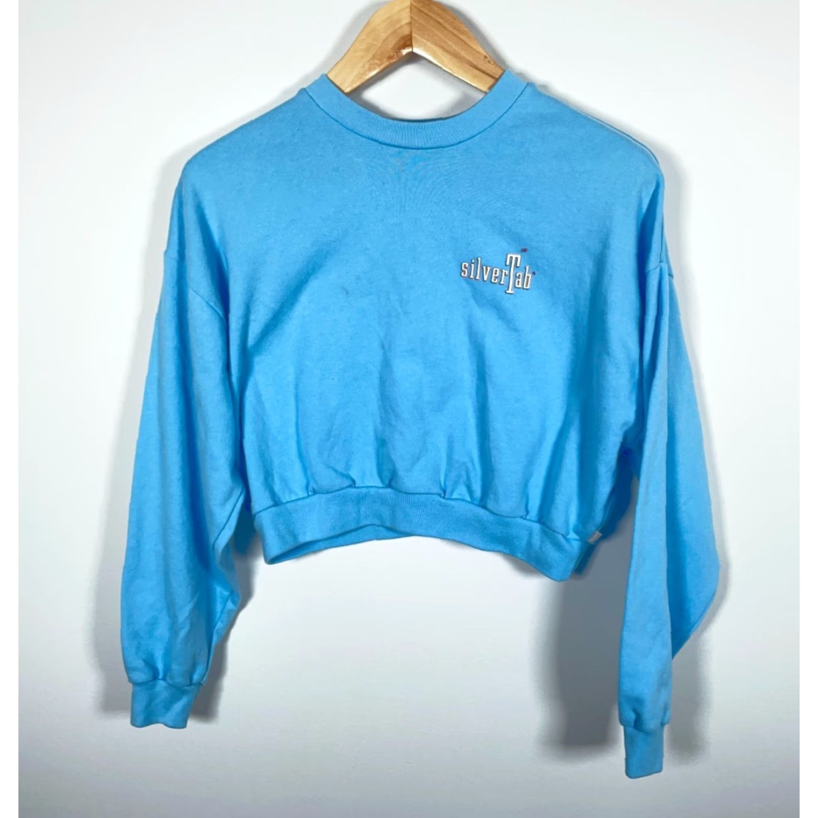 Levi's Levi's SilverTab Cropped Sweatshirt Women's Medium Blue Graphic 90s Retro Size M / US 6-8 / IT 42-44 - 2 Thumbnail