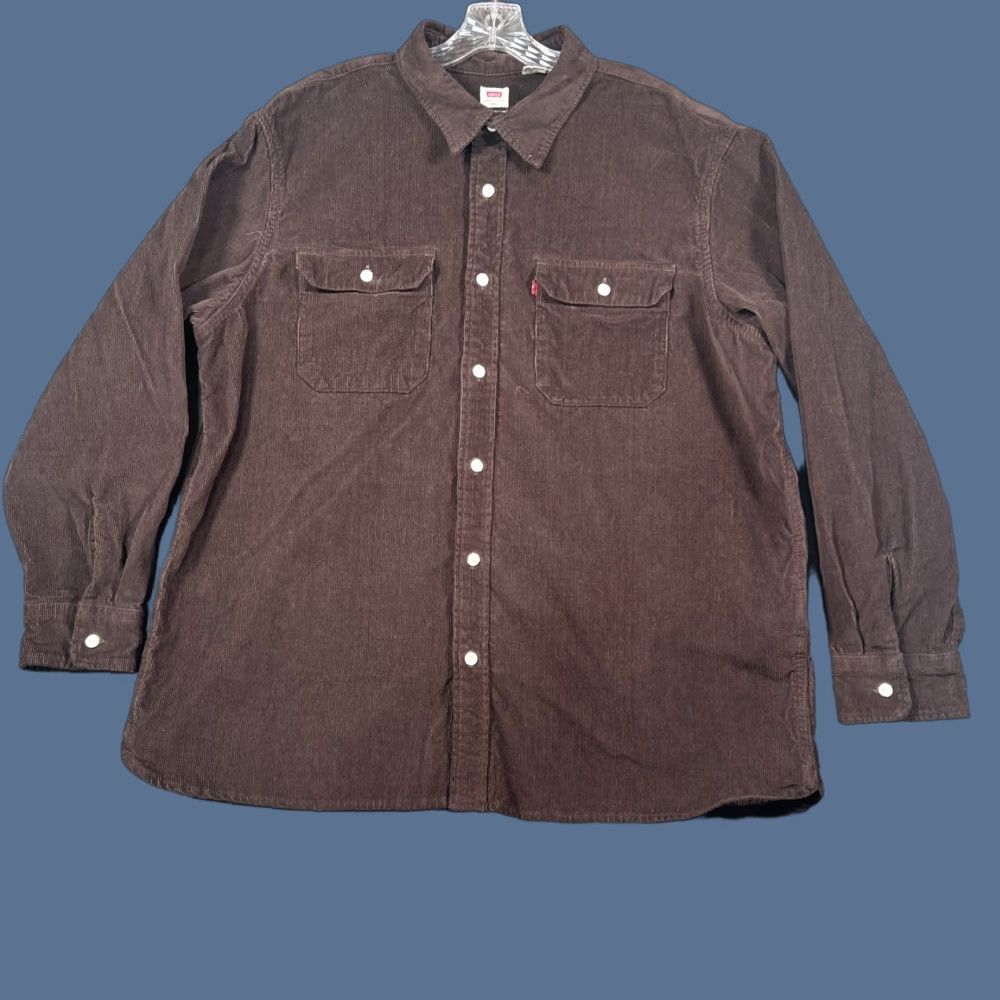 Levi's Levi's Corduroy Shirt Mens 2XL Relaxed Fit Button-Up Brown Shacket Pockets Casual, Workwear, Travel Men Size US XXL / EU 58 / 5 - 1 Thumbnail