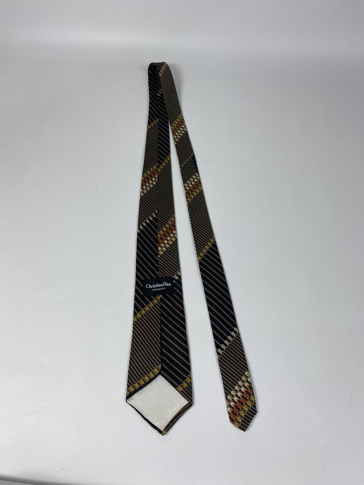 Christian Dior Monsieur 🔥LASTDROP🔥 Vintage 70s 80s Dior Abstract Striped Silk Tie Size ONE SIZE - 4 Thumbnail