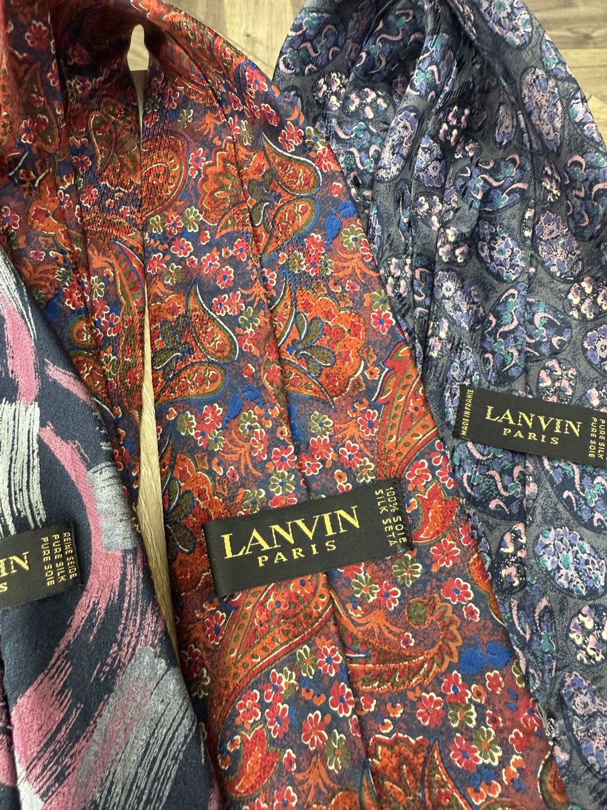 Lanvin Vintage Lanvin Paris Silk Tie Lot Set 3 Designer Floral Size ONE SIZE - 8 Thumbnail