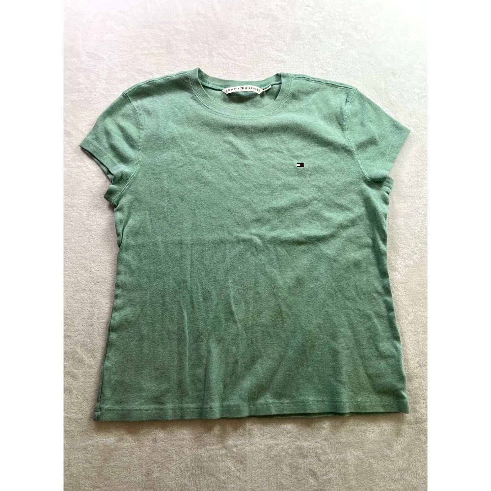 Tommy Hilfiger Tommy Hilfiger Women's Shirt Tee Green Short Sleeve XXL Size Casual Knit Embroidered Cotton T-Shirt Regular Fit Women Size XXL / US 16-18 / IT 52-54 - 2 Thumbnail