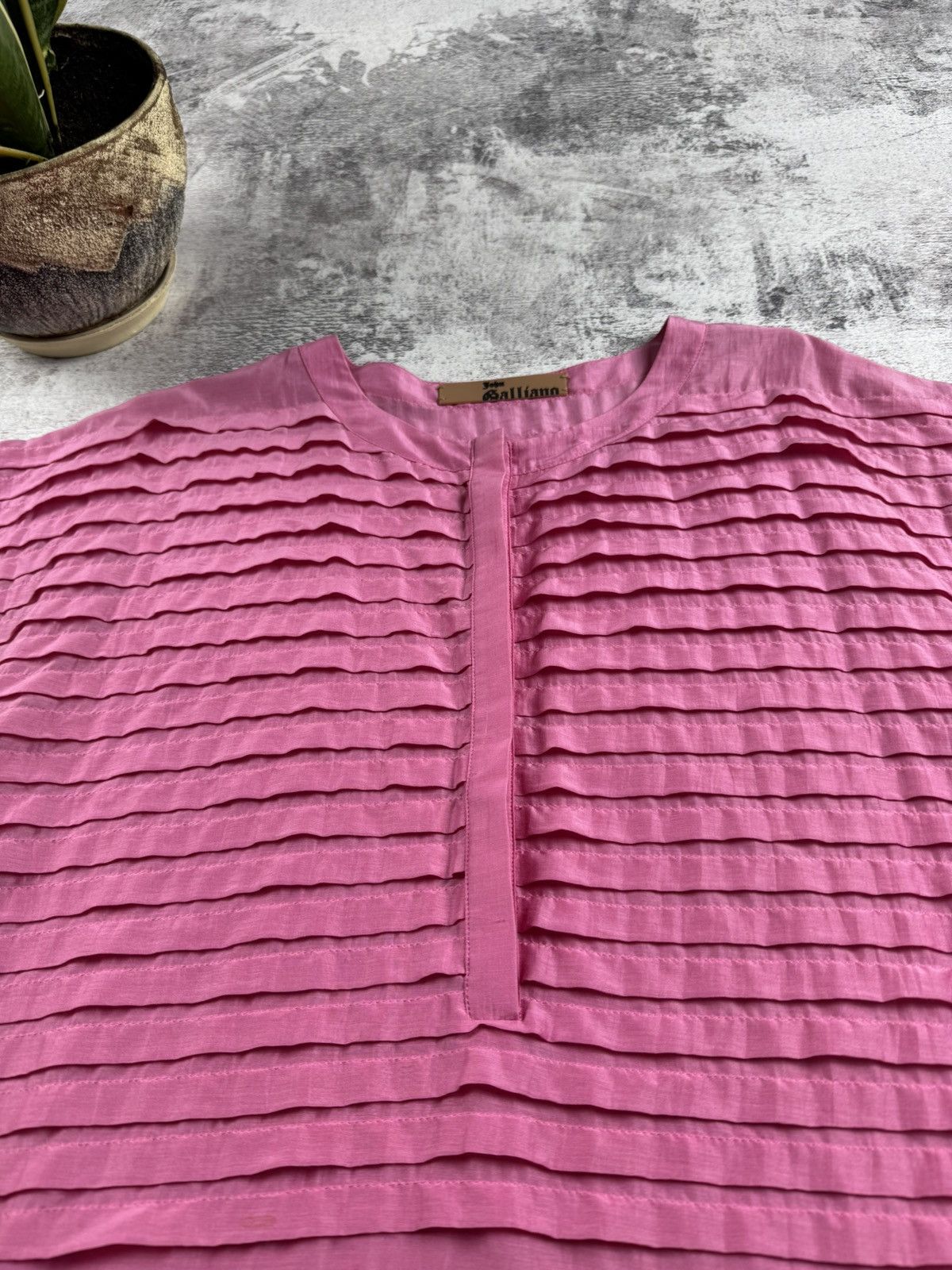 John Galliano John Galliano Rose Silk Striped Y2K Dress Shirt Blouse Top Size L / US 10 / IT 46 - 7 Thumbnail