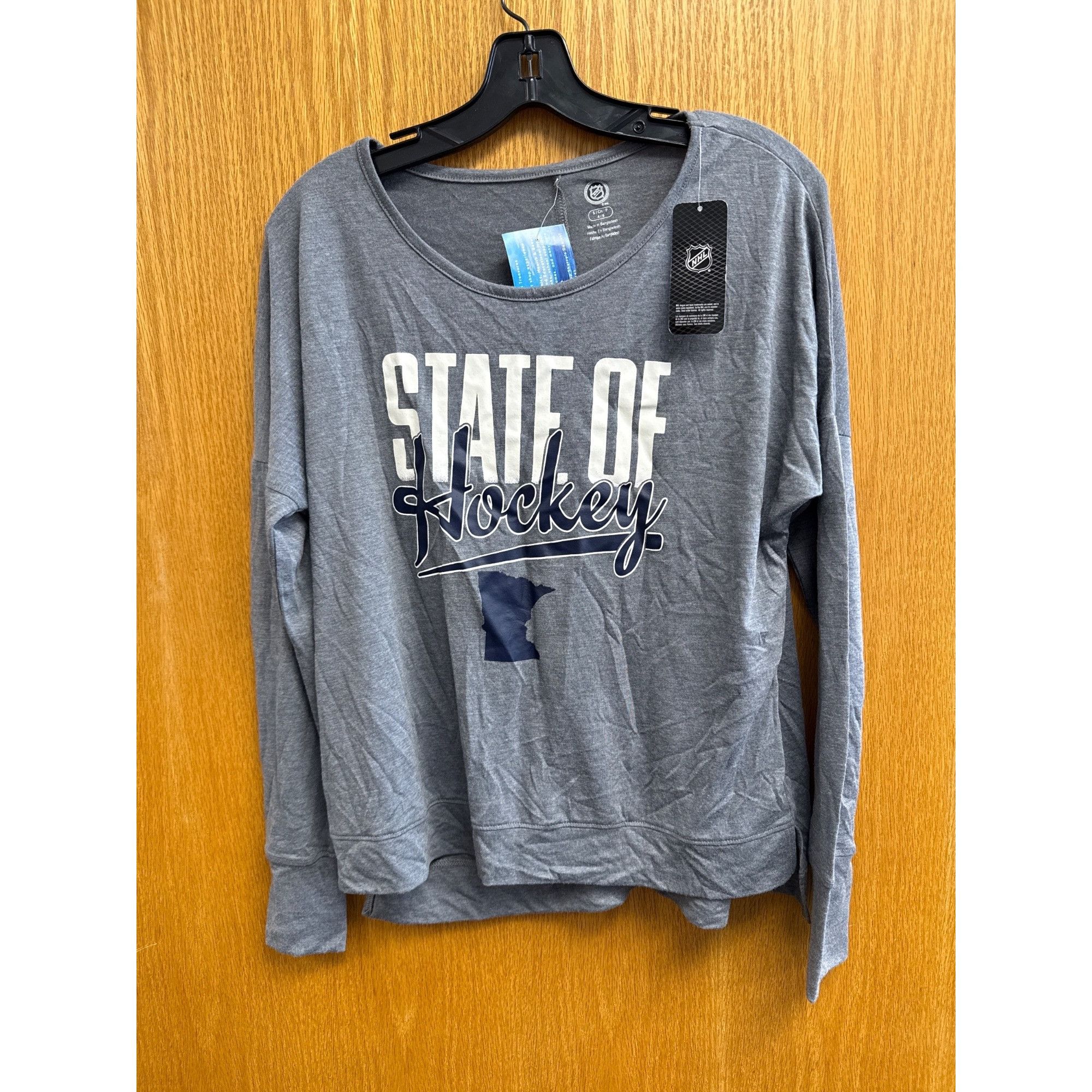 NHL NHL State Of Hockey Womens Gray Long-Sleeve Shirt Size S 4/6 Size S / US 4 / IT 40 - 1 Thumbnail