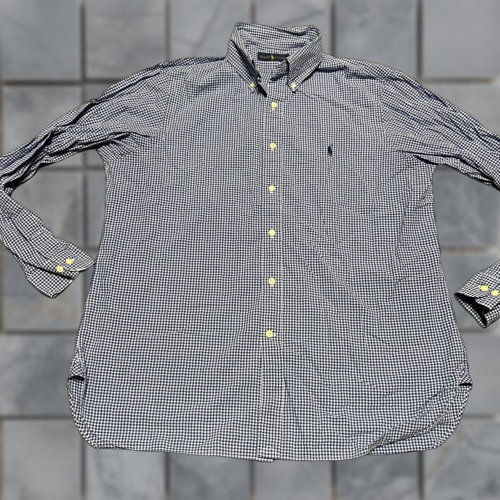 Polo Ralph Lauren Ralph Lauren Shirt Mens 16.5 Blue Check Plaid Long Sleeve Button Pony Shirt Mens Base Size US XL / EU 56 / 4 - 1 Thumbnail