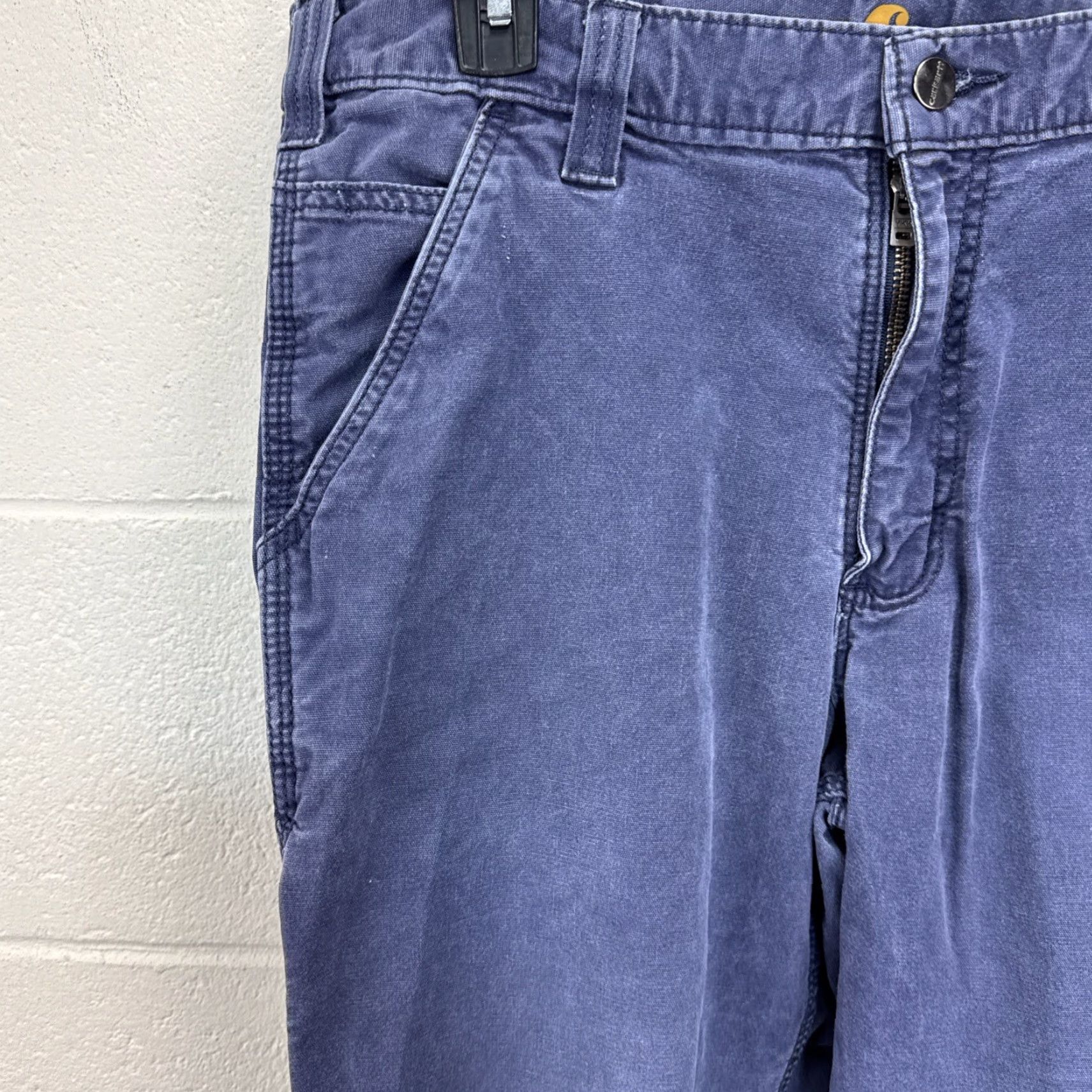 Carhartt Carhartt Mens Relaxed Fit Pants 33x34 Blue 5-Pocket Cargo Workwear Cotton Spandex Logo Belt Loops Straight Leg 102291-039 Size US 33 - 2 Thumbnail