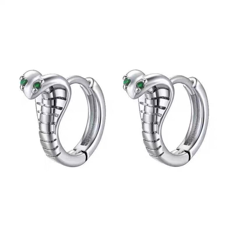 Jewelry × Sterling Silver Snake Modern Earrings One Pairs Chrome Jewelry Size ONE SIZE - 5 Thumbnail