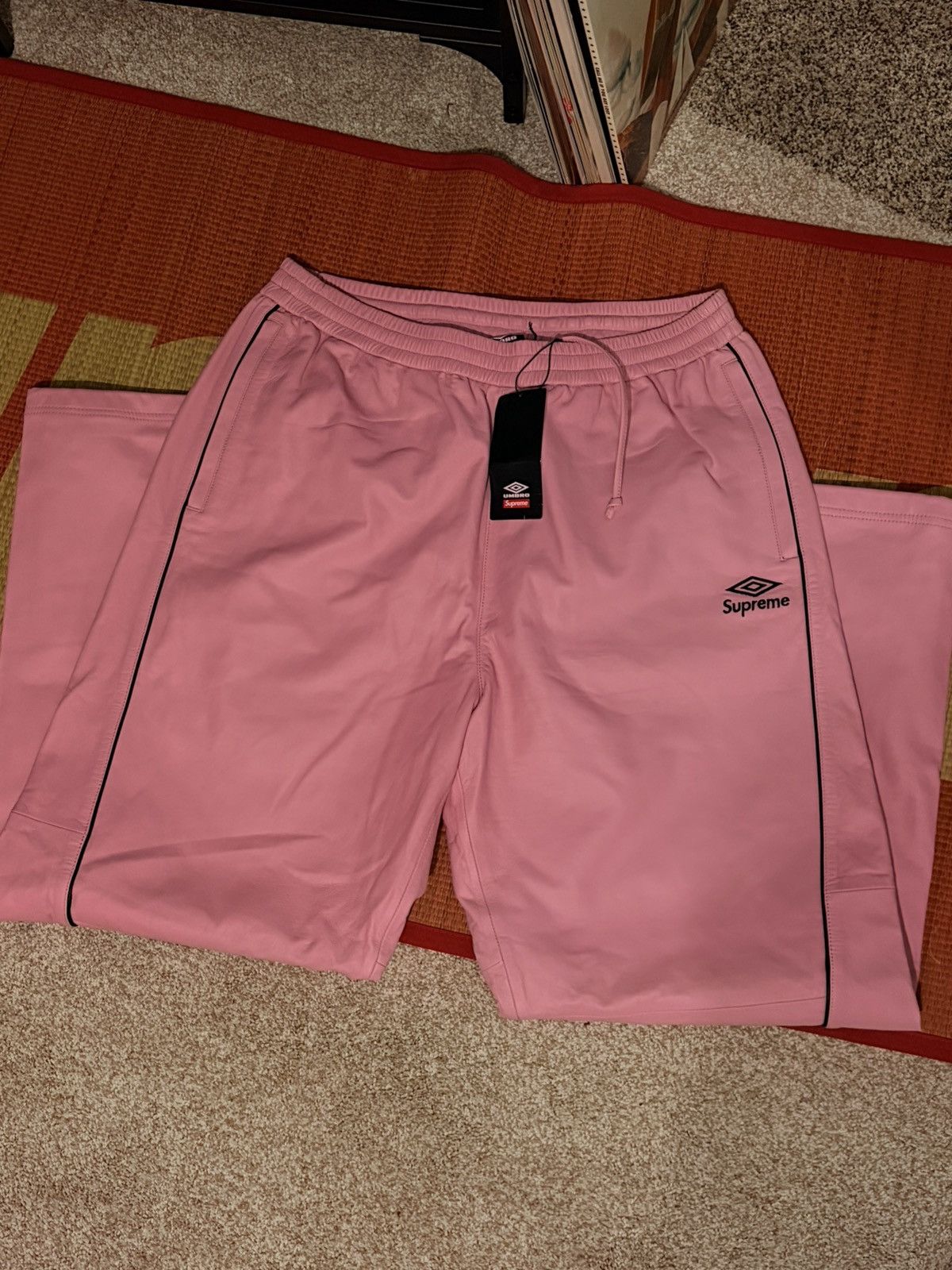 Supreme leather umbro track pants
