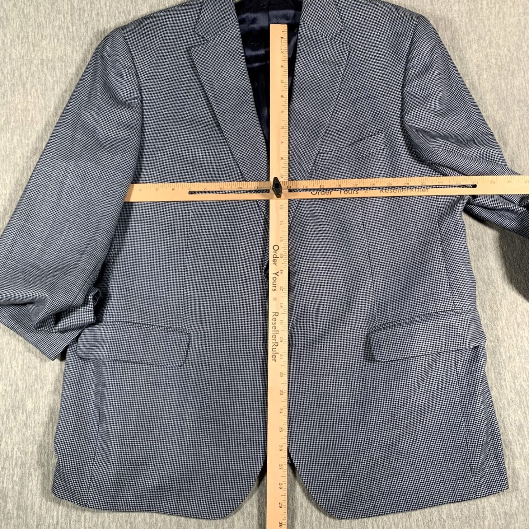 David Donahue David Donahue Blazer Mens 48R Blue Check Wool Silk Linen Sport Coat Connor SPJ Jacket/Coat Regular Size 48R - 5 Thumbnail