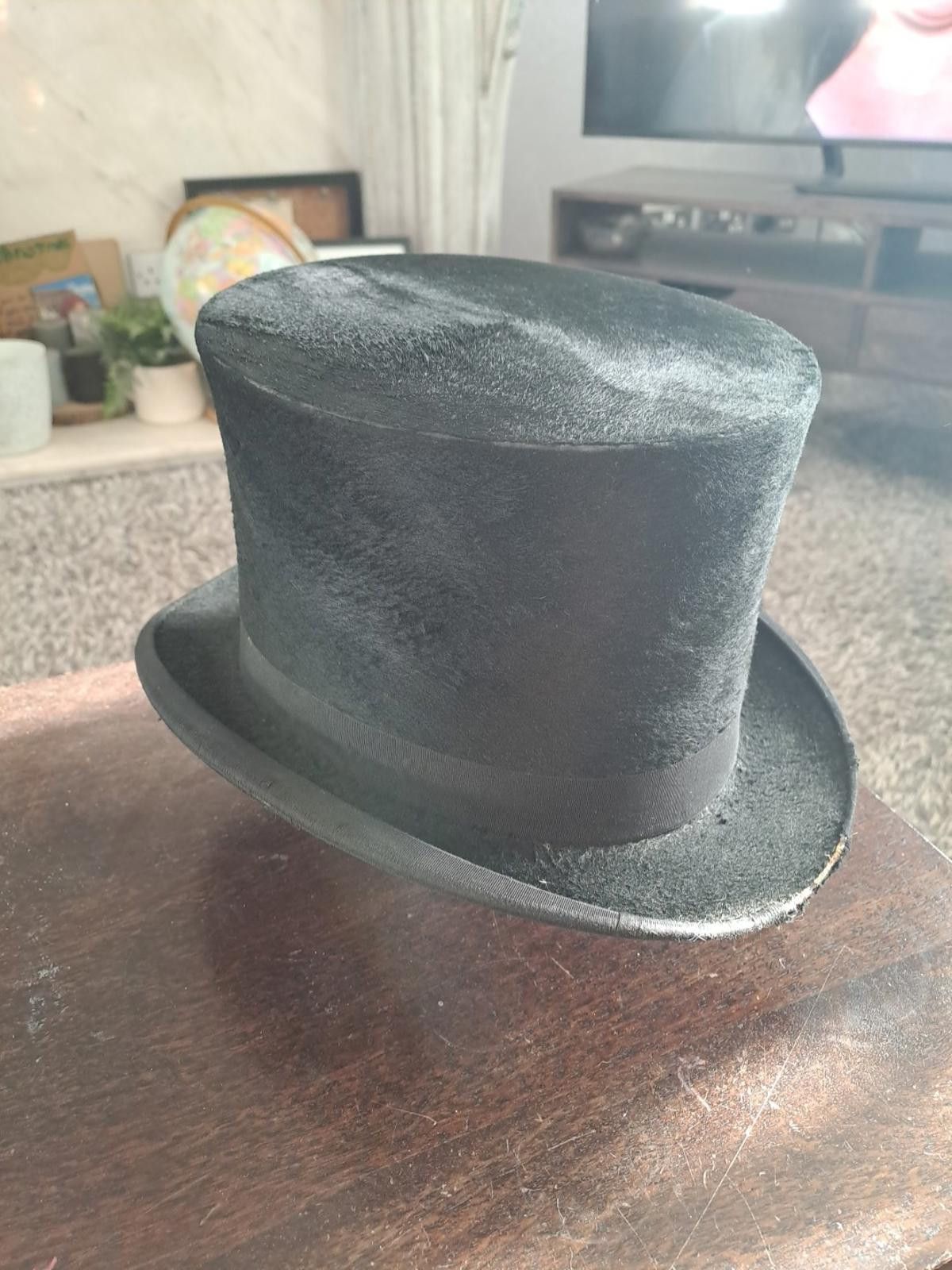 Handmade Men’s Edwardian Victorian 1900s Black Top Hat Vintage 57cm Size ONE SIZE - 2 Thumbnail