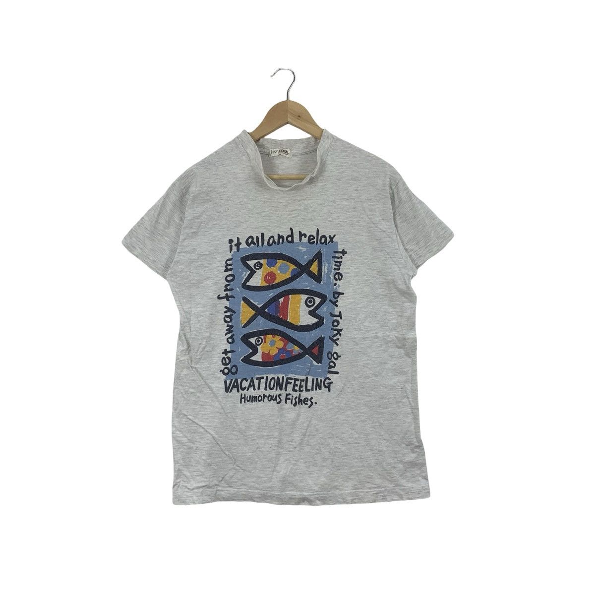 Vintage Vintage JOKYGAL Humorous Fishes Art Design Tee Shirt Size US M / EU 48-50 / 2 - 1 Thumbnail
