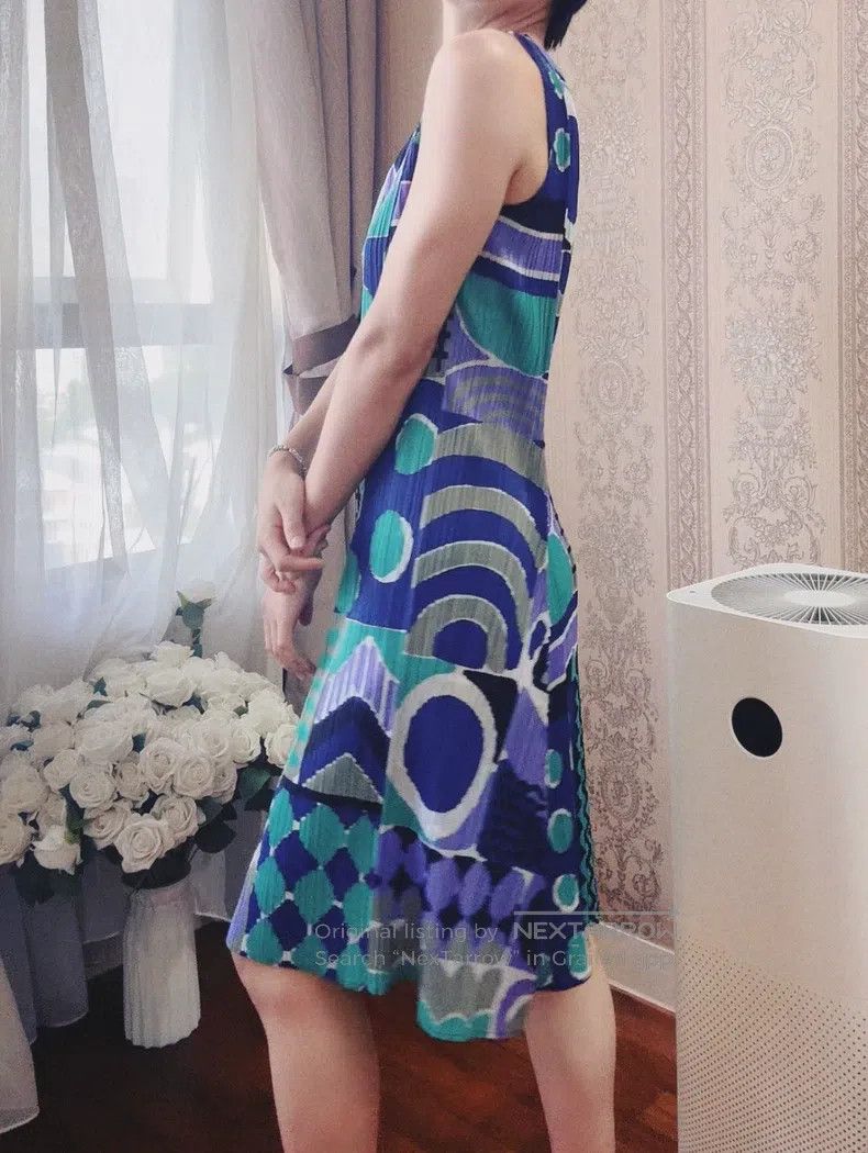 Issey Miyake Issey Miyake Blue Dress Size L / US 10 / IT 46 - 2 Thumbnail