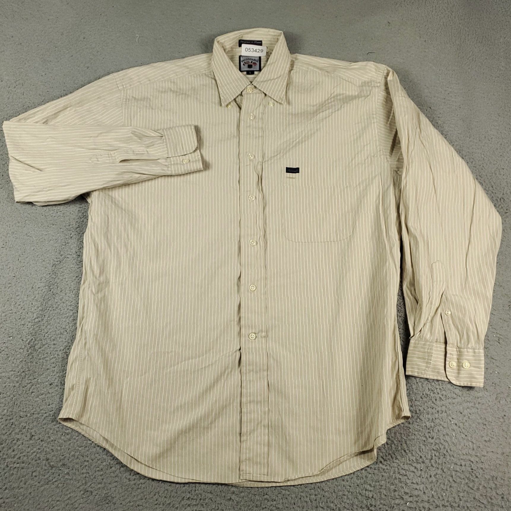 Faconnable VINTAGE Façonnable Shirt Mens Size Large Beige Striped Button-Up Long Sleeve Casual Business Formal Size US L / EU 52-54 / 3 - 3 Thumbnail