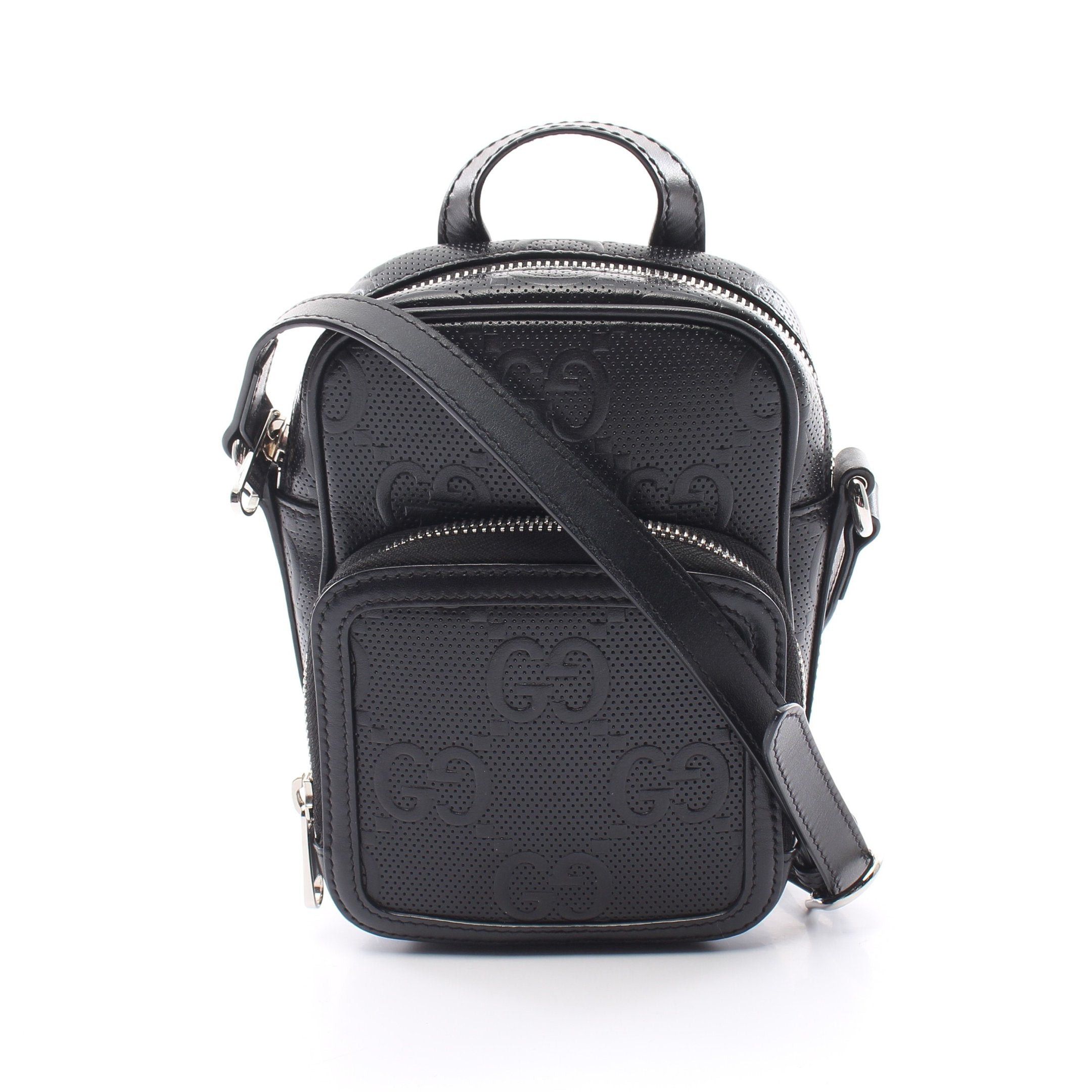 image of Gucci Gg Embossed Mini Bag Shoulder Bag Leather Black 2Way, Men's