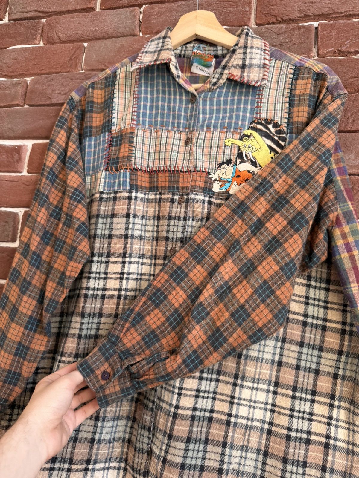 Cartoon Network Vintage 1994 Flintstones Patchwork Button Up Shirt Cartoon Size US XL / EU 56 / 4 - 7 Thumbnail