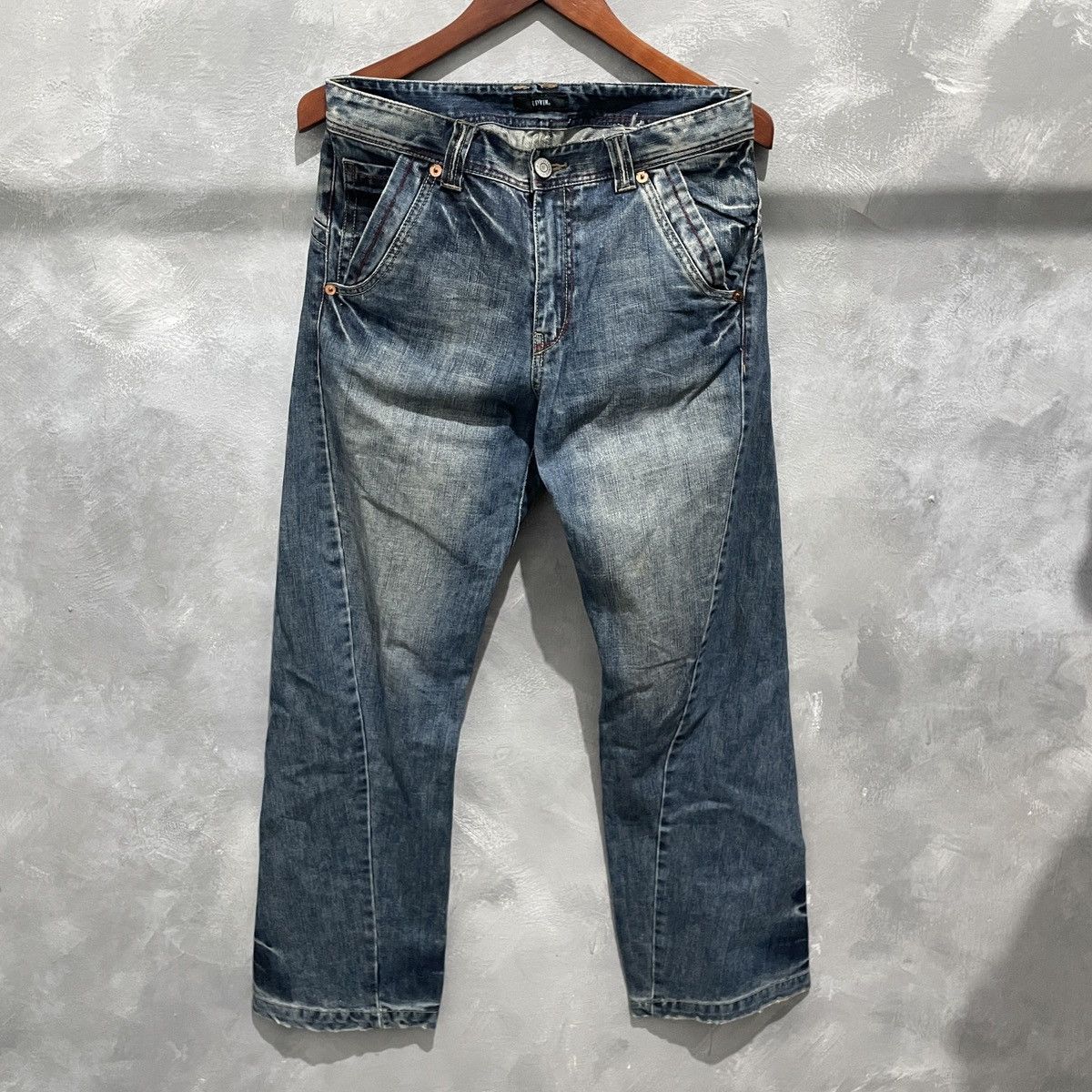 Vintage Edwin E Function Curve Leg Distressed Loose Jeans