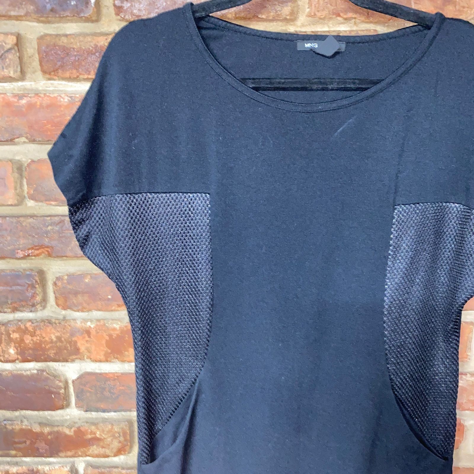 Mango Mango MNG Black Metallic Mesh Short Sleeve Mini Dress XS Size XS / US 0-2 / IT 36-38 - 2 Thumbnail