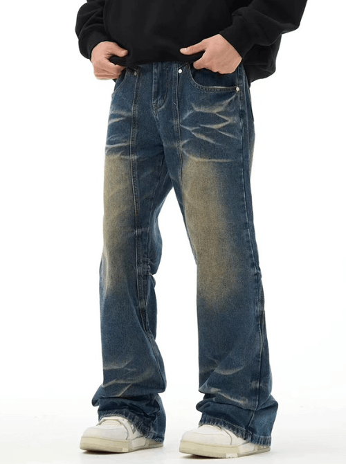 Japanese Brand × Jean Vintage washed dark blue bootcut jeans for men Size US 32 / EU 48 - 3 Thumbnail