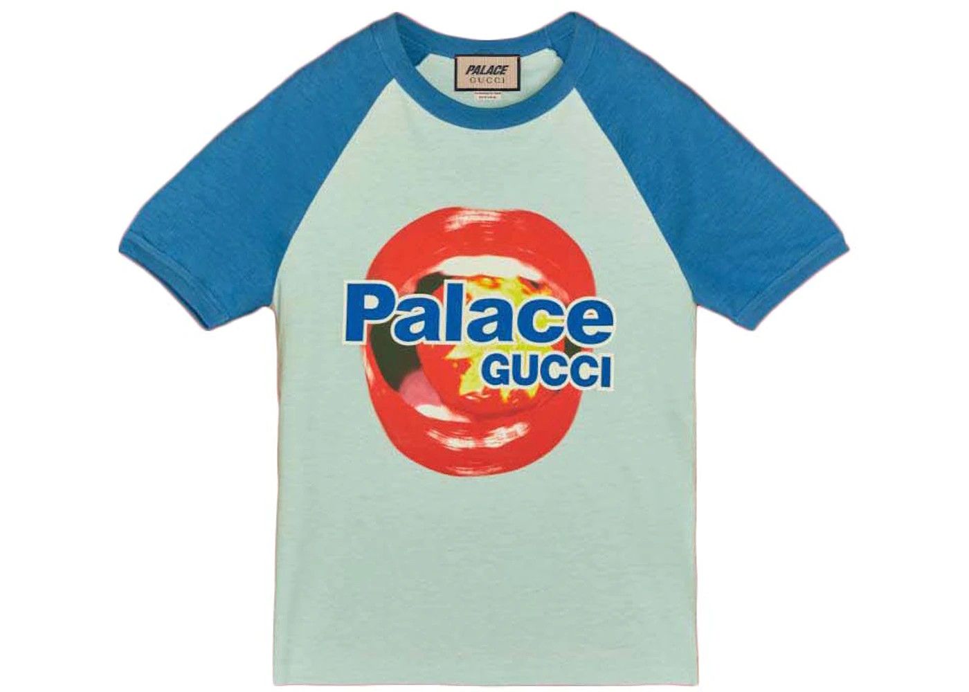 Palace x Gucci Printed Cotton Jersey T-shirt Light Blue XXL