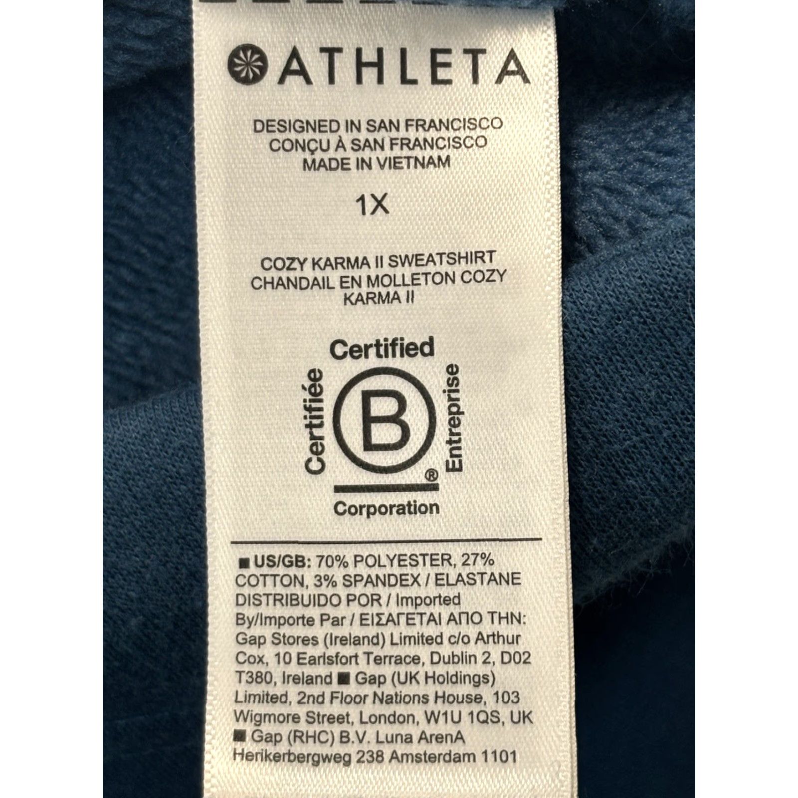 Athleta VINTAGE Athleta Women's Pullover Sweatshirt Plus Size 1X Blue Fuzzy Lining Athleisure Activewear Size XL / US 12-14 / IT 48-50 - 8 Thumbnail