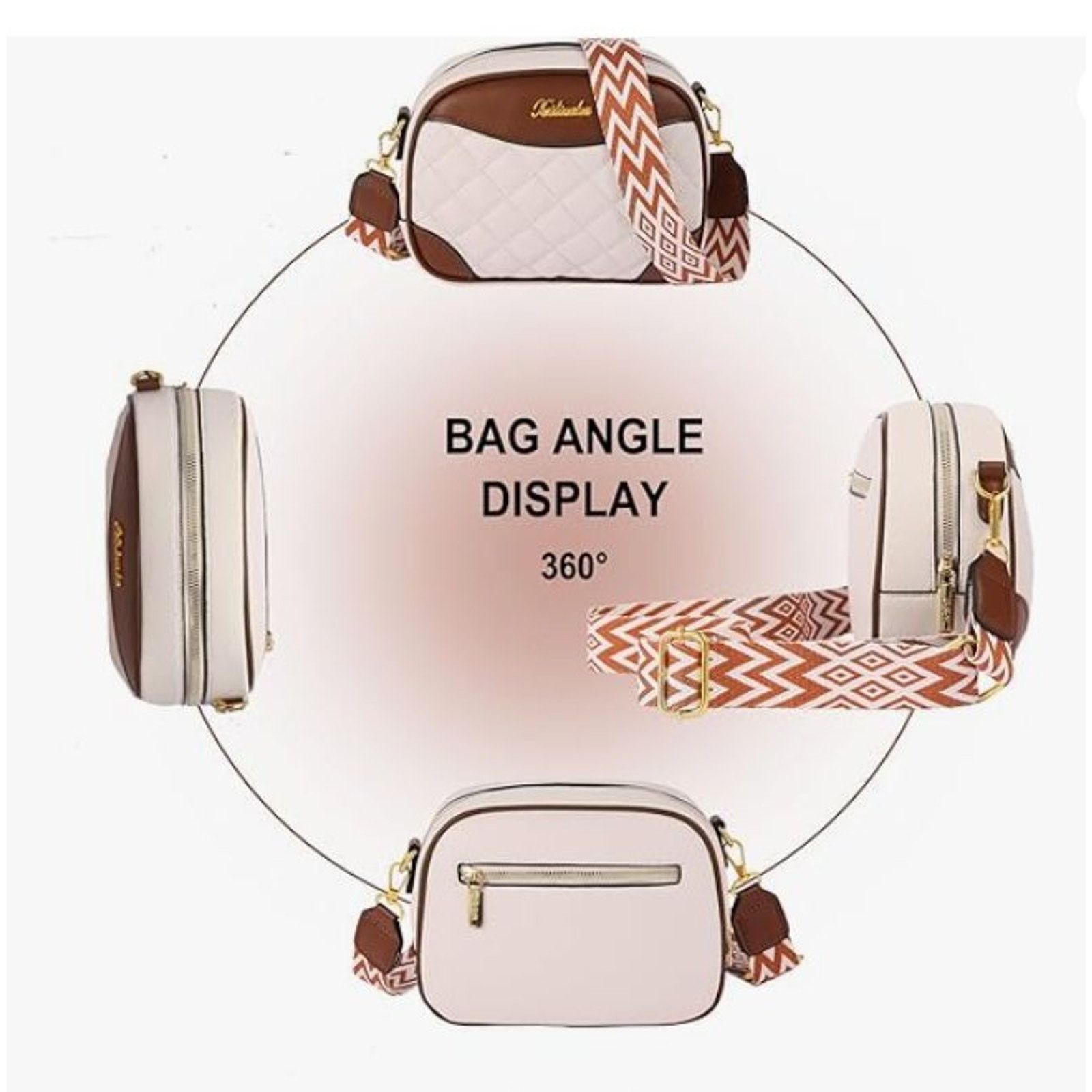 The Unbranded Brand Quilted crossbody bag shoulder bag, Wide Straps, Cream Size ONE SIZE - 3 Thumbnail
