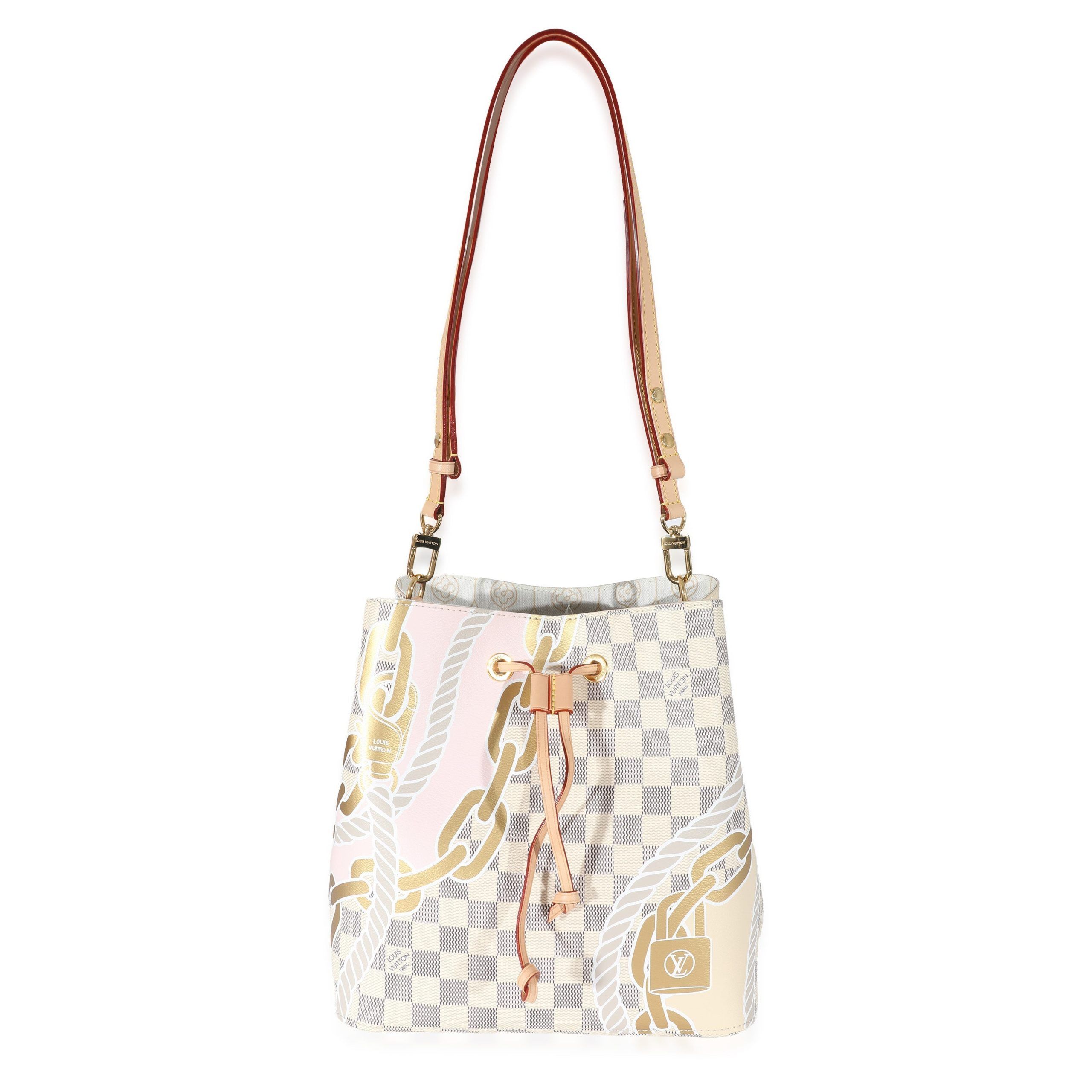 image of Louis Vuitton Damier Azur Canvas Nautical Néonoé Mm in White, Women's