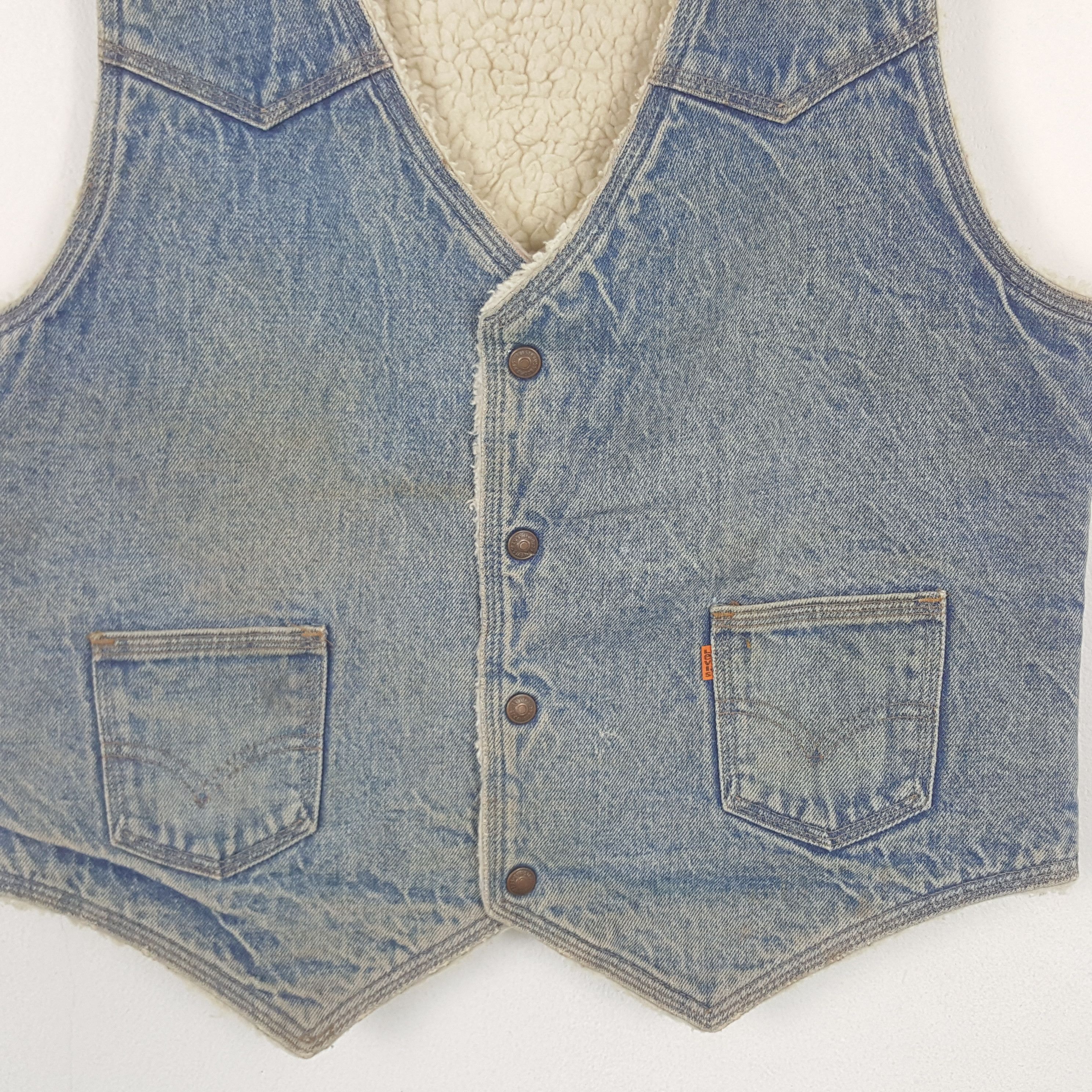 Levi's Vintage Levi's Strauss 80's Sherpa Denim Vest Jacket Size US M / EU 48-50 / 2 - 2 Thumbnail