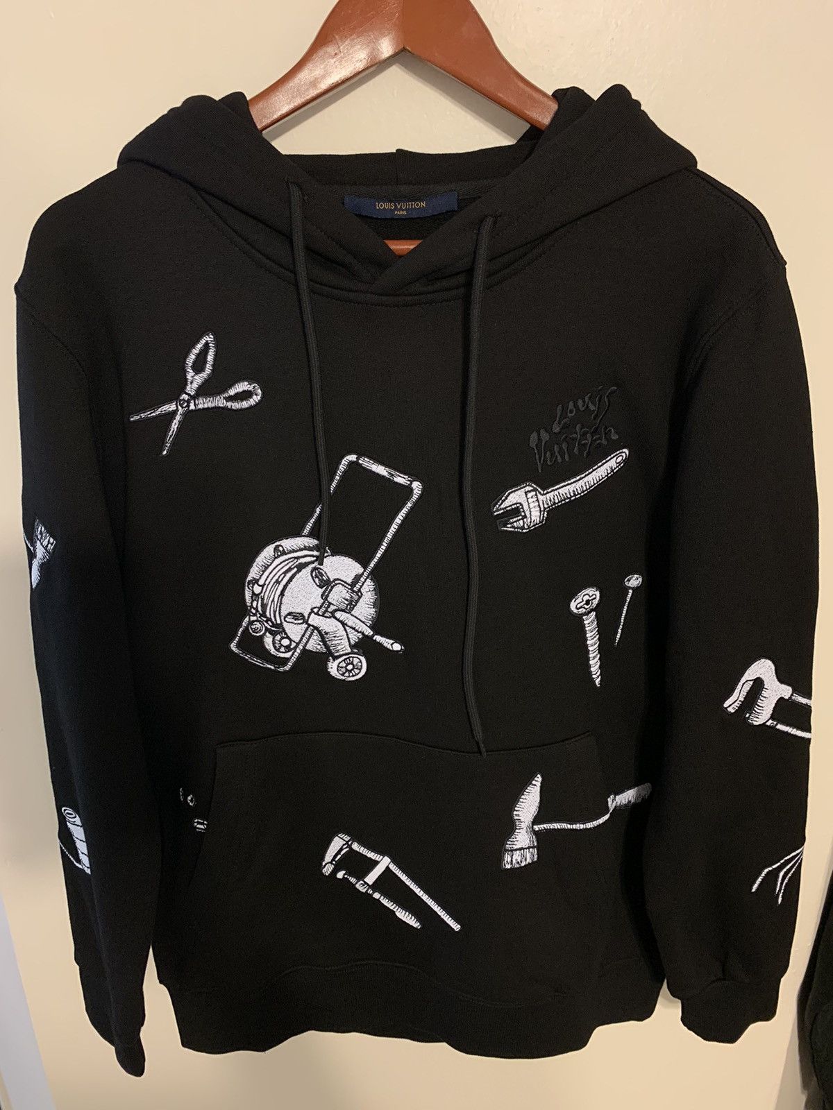 image of Louis Vuitton Multi-Tools Embrodered Hoodie in Black, Men's (Size Small)