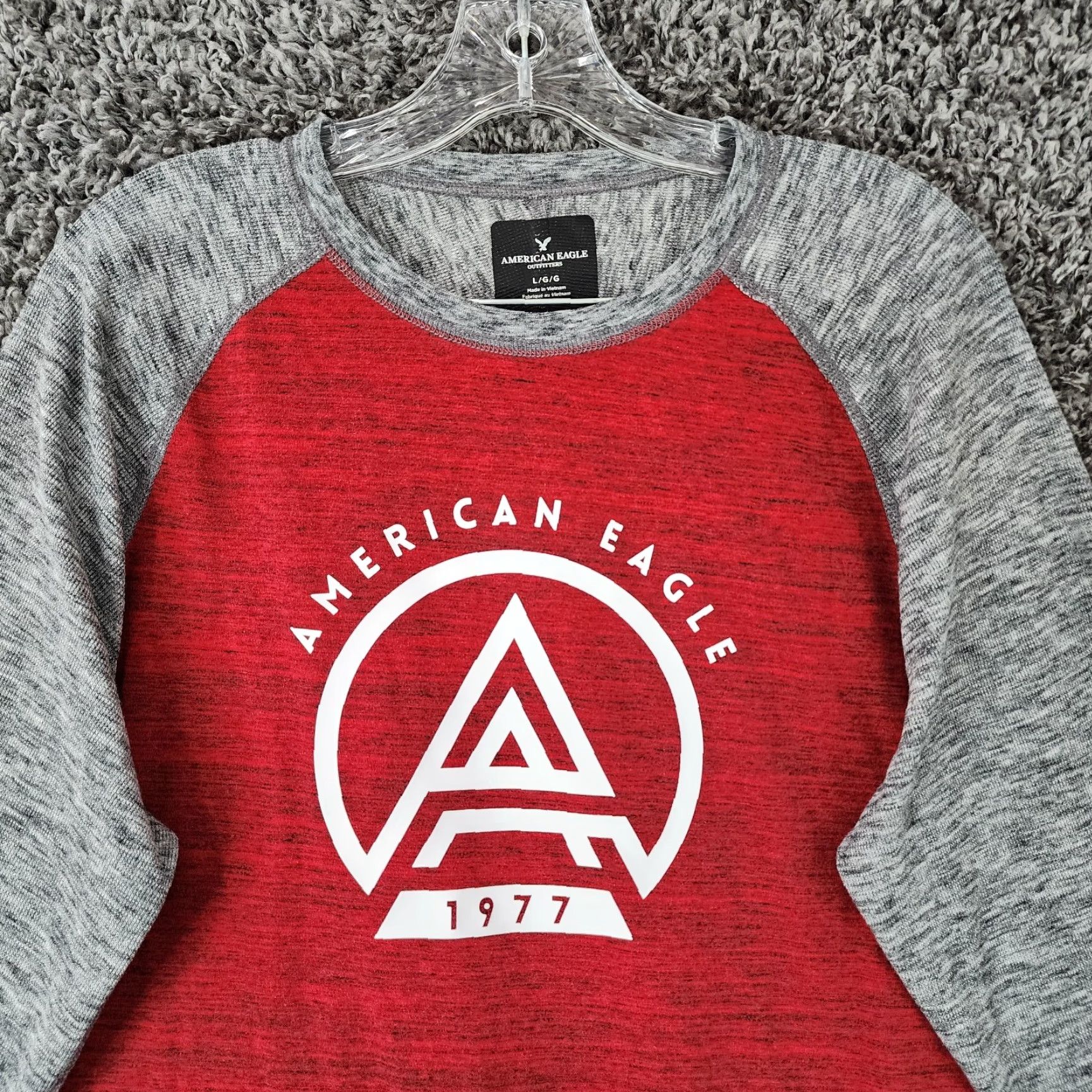 American Eagle Outfitters VINTAGE? No. American Eagle Shirt Mens Long Sleeve Tee Size L Red Gray Heathered Size US L / EU 52-54 / 3 - 3 Thumbnail