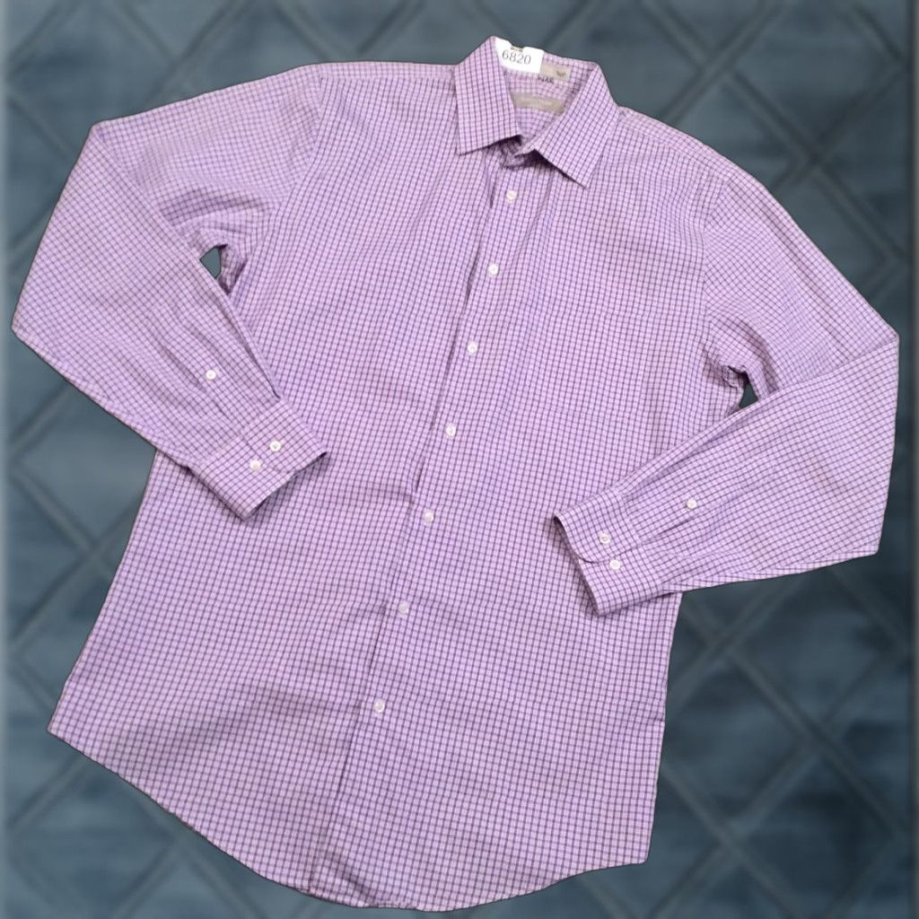 Nordstrom Nordstrom Shirt Mens 15.5 Trim Fit Purple Plaid Long Sleeve Button Up Size US L / EU 52-54 / 3 - 1 Thumbnail