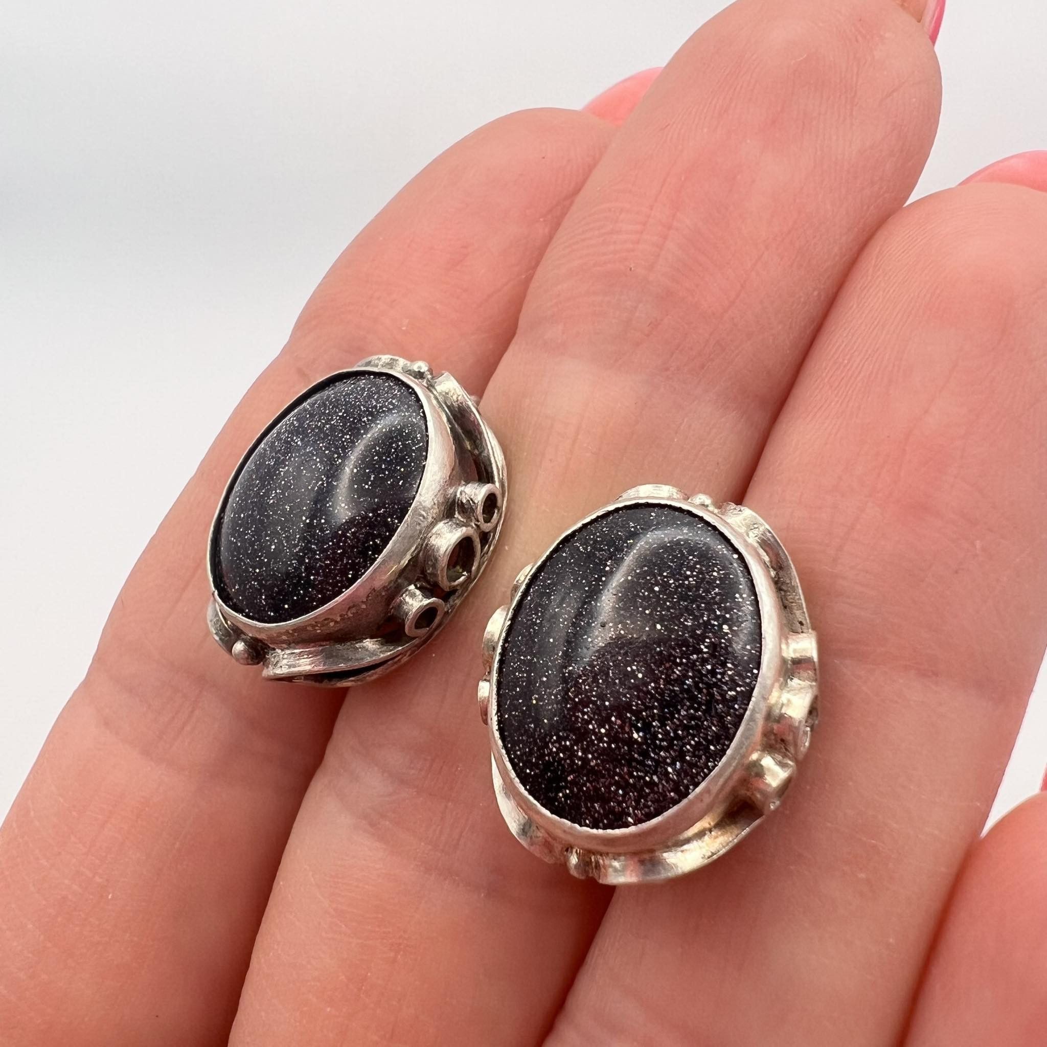 Sterling Silver × Vintage Vintage Earrings Sterling Silver 925 Aventurine Stone Marked Size ONE SIZE - 8 Thumbnail