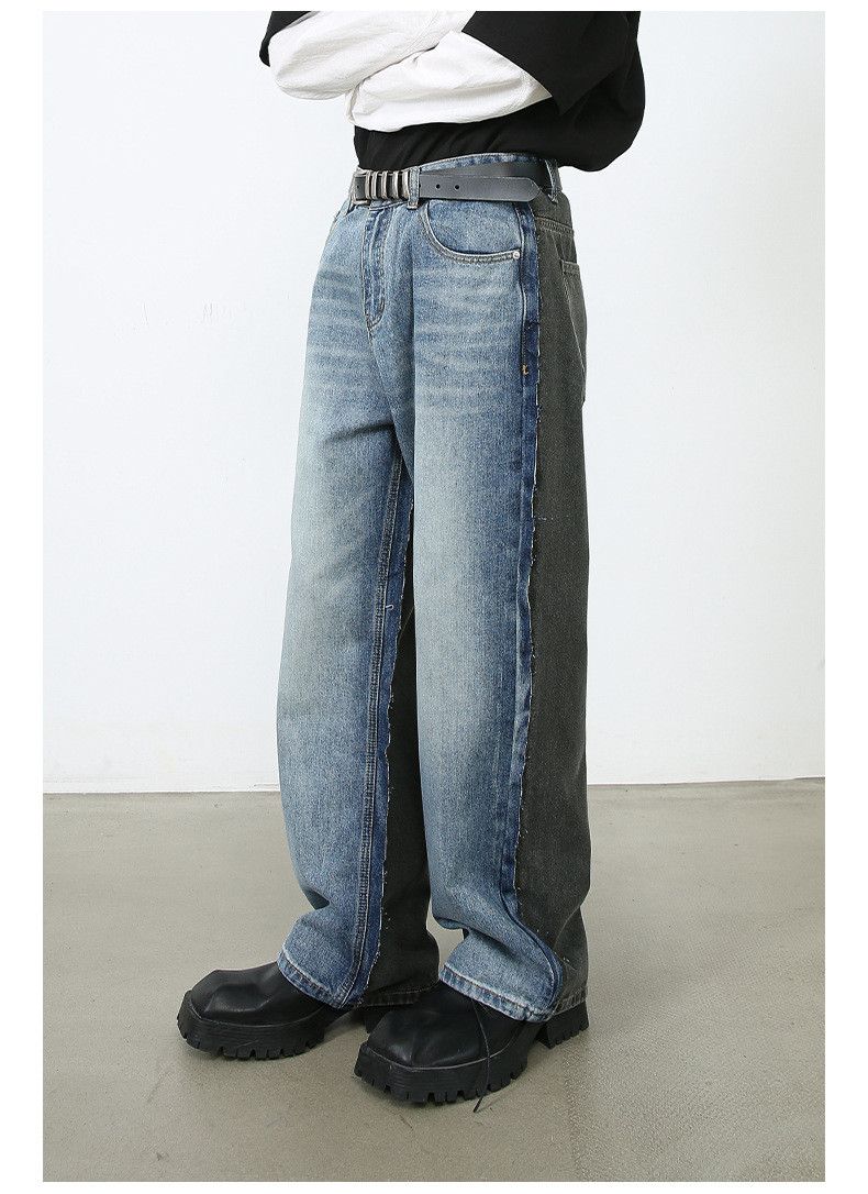 Japanese Brand × Jean American street blue-gray patchwork loose straight jeans Size US 32 / EU 48 - 5 Thumbnail