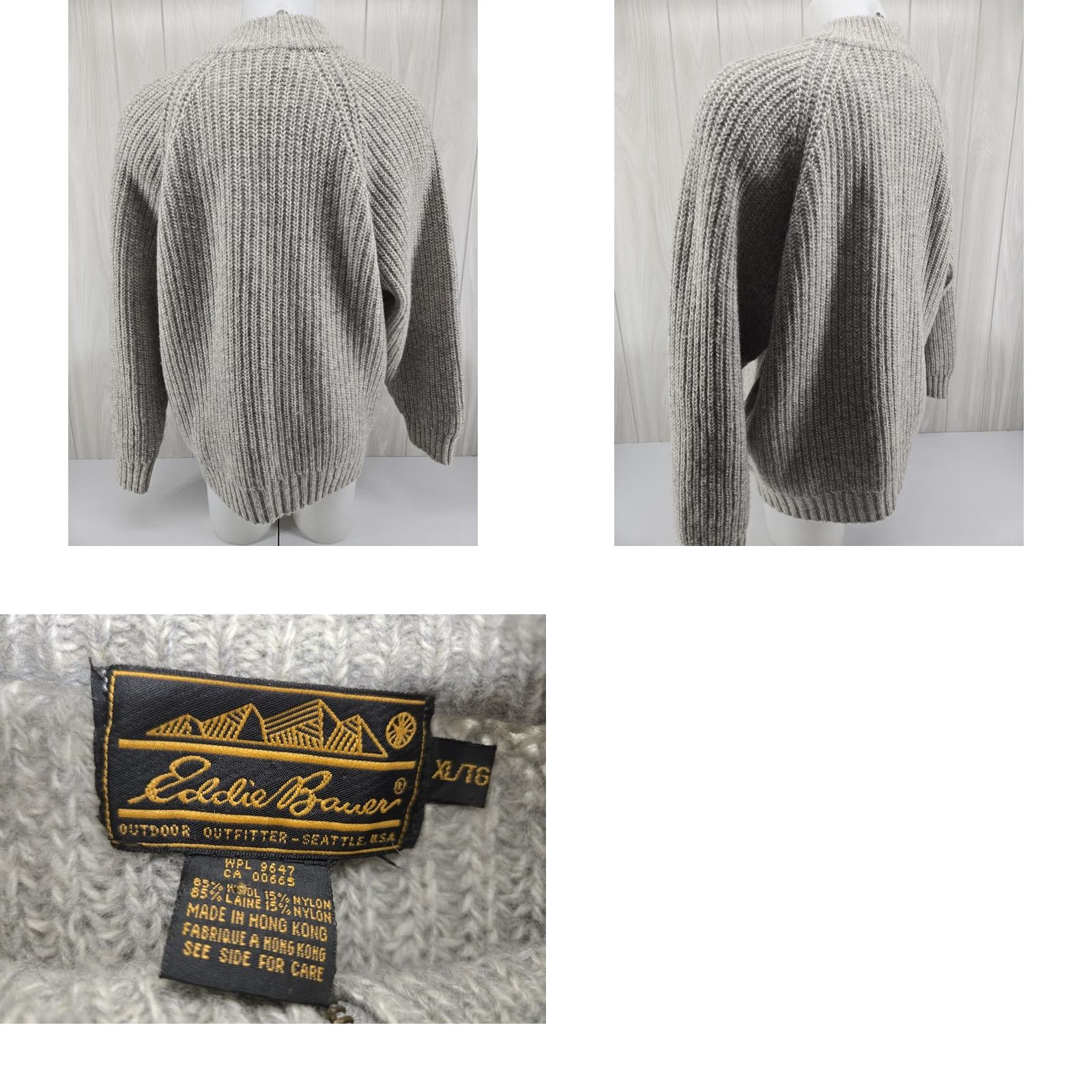 Eddie Bauer VINTAGE Eddie Bauer Sweater Mens XL Gray Wool Blend Full Zip Shirt 90s Outdoor Mens Size US XL / EU 56 / 4 - 8 Thumbnail