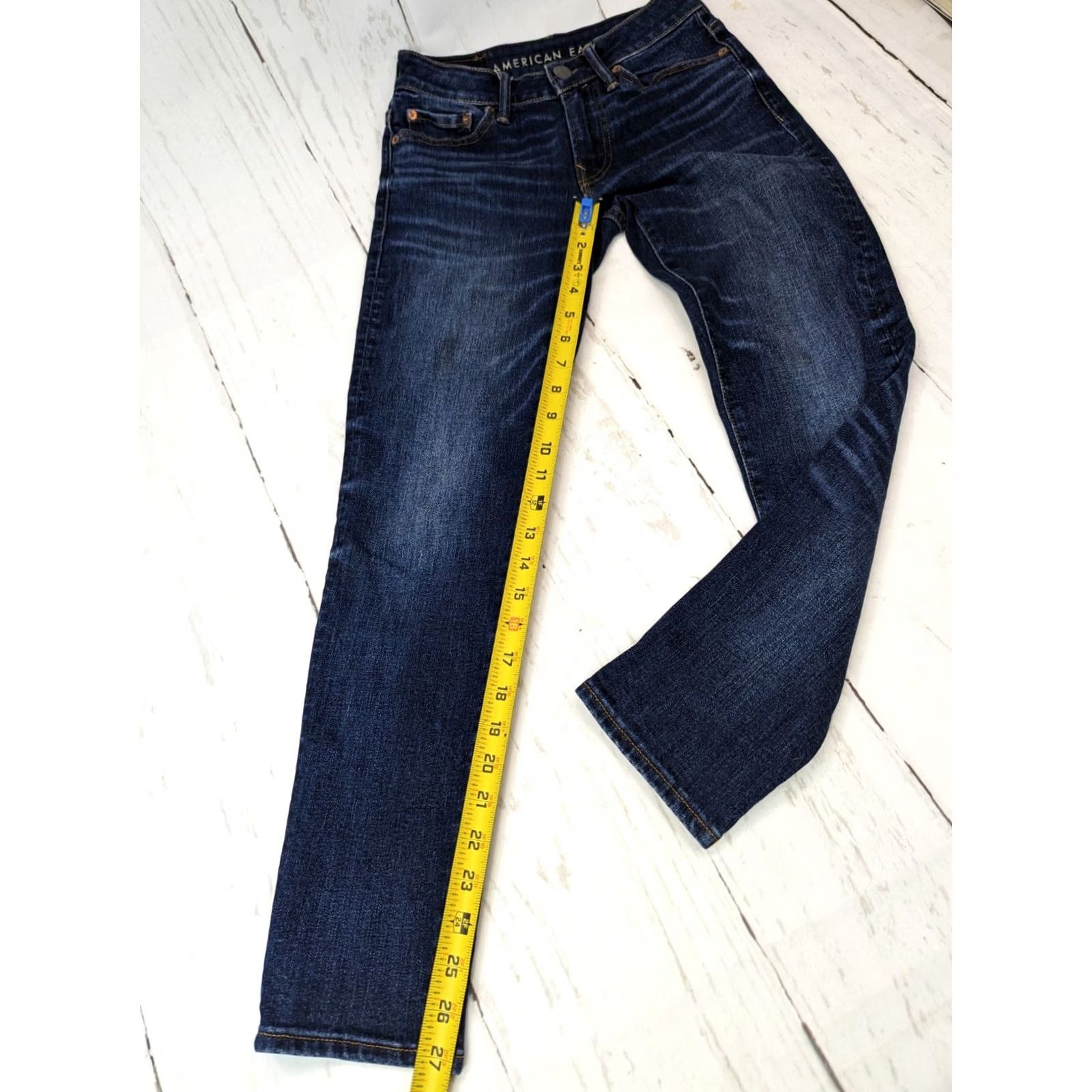 American Eagle Outfitters VINTAGE? No — American Eagle Airflex+ Skinny Jeans Womens 26x28 Blue Denim Stretch Jeans Size 26" / US 2 / IT 38 - 3 Thumbnail