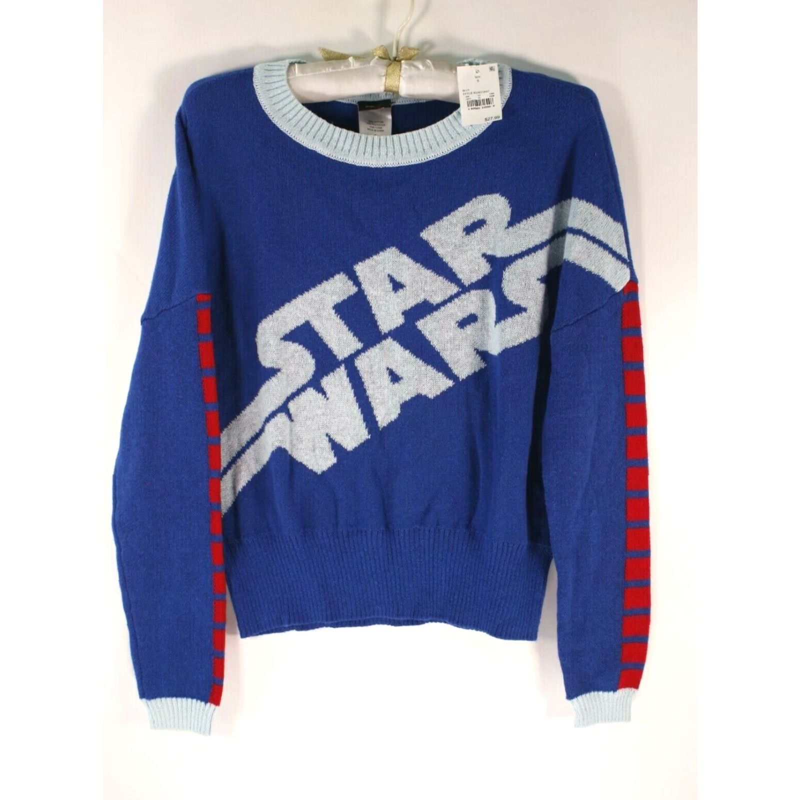 Star Wars Star Wars Sweater Womens Crew Neck Long Sleeve Fuzzy Navy Blue M Christmas Graphic Print Pullover Knit Logo Size M / US 6-8 / IT 42-44 - 2 Thumbnail