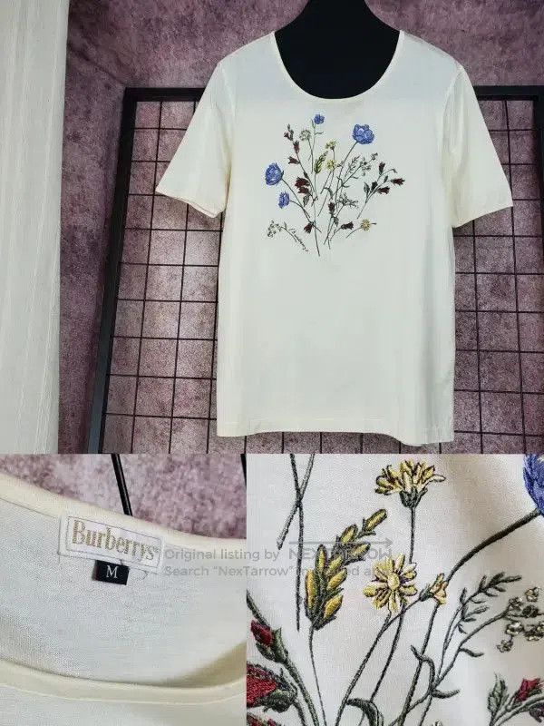 Burberry Burberry Beige Short Sleeve Embroidered Tee. Size M / US 6-8 / IT 42-44 - 2 Thumbnail