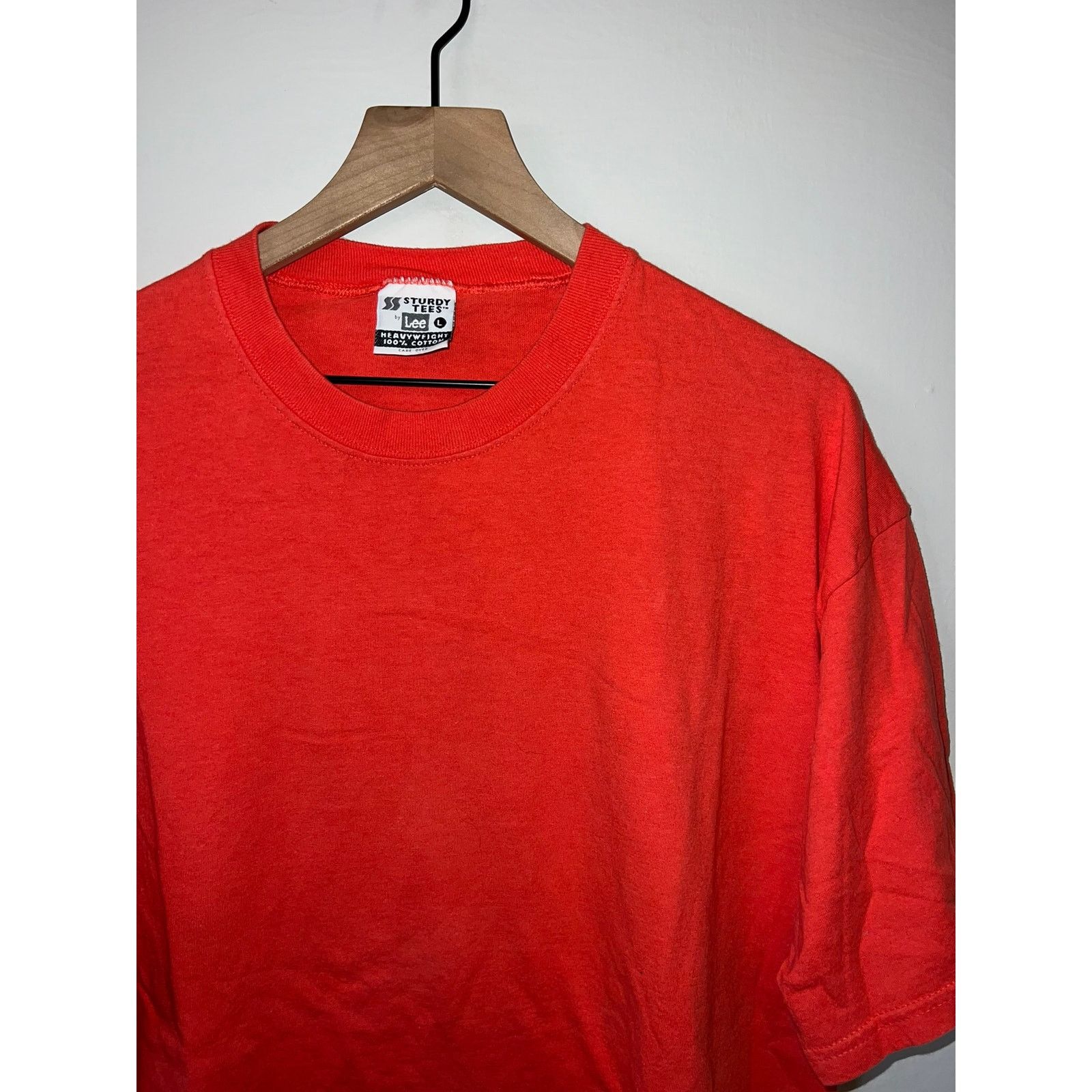 Lee Vintage Red Blank Shirt Sturdy Tees Lee Tee VTG 90s Large Size US L / EU 52-54 / 3 - 2 Thumbnail