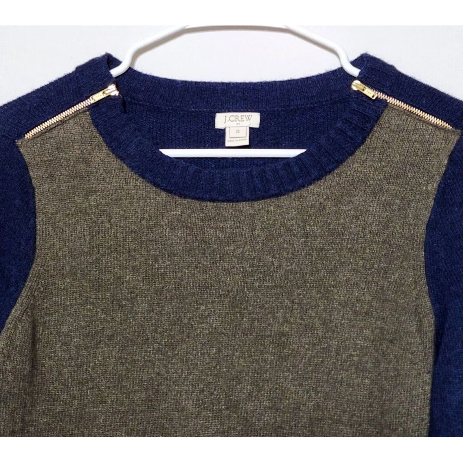 J.Crew J. Crew Womens S Colorblock Wool Blend Sweater Pullover Crewneck Zip Accents Size S / US 4 / IT 40 - 3 Thumbnail