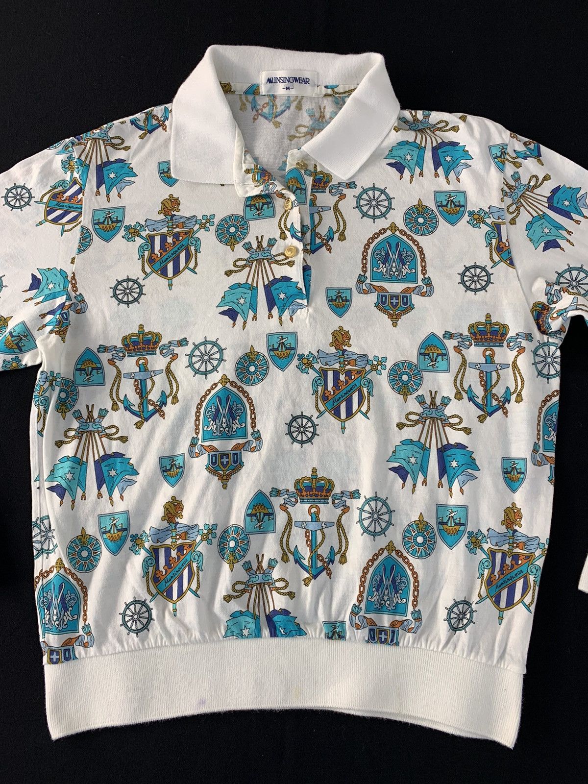 Japanese Brand Munsingwear Over Printed Logo Short Polo Tee T-shirt Size US S / EU 44-46 / 1 - 3 Thumbnail