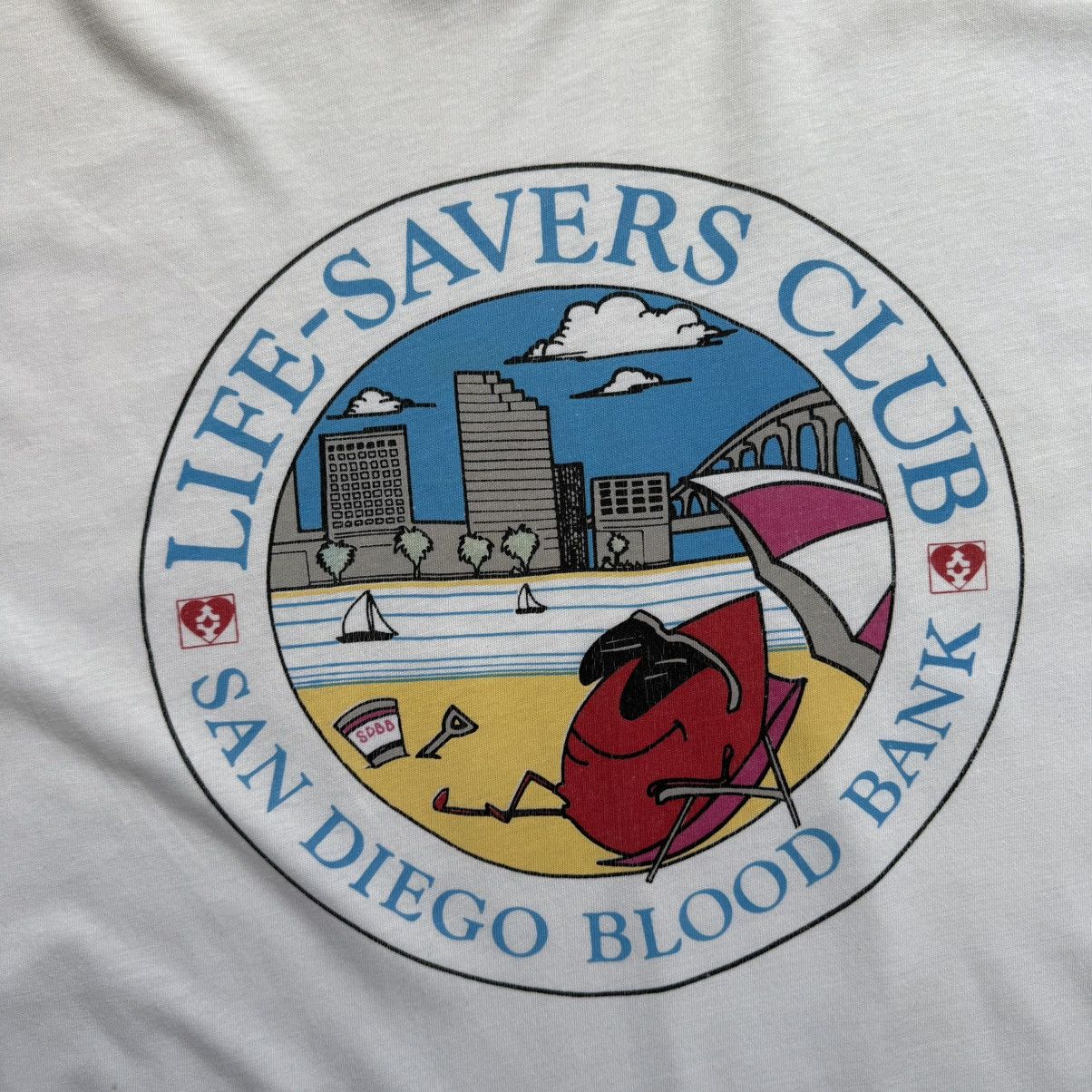 Hanes Vintage 90s Hanes Graphic Blood Bank T-Shirt Size US XL / EU 56 / 4 - 4 Thumbnail