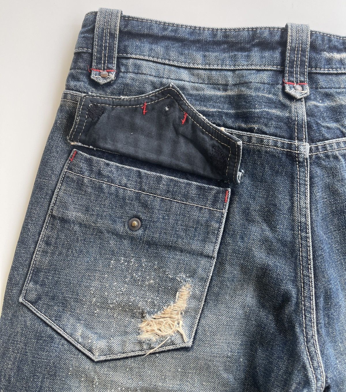 Japanese Brand Vintage Bartack Distressed Bushpants Japan Denim Size US 30 / EU 46 - 9 Thumbnail