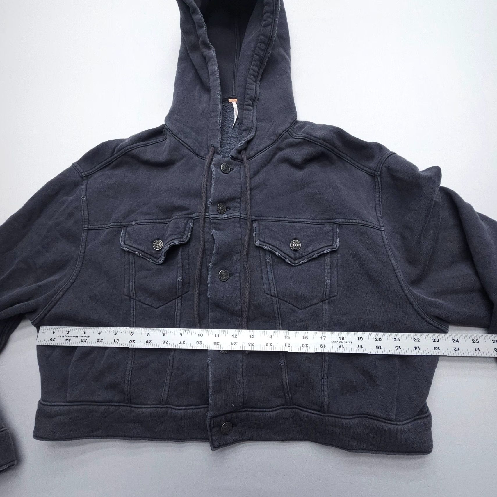 Free People Free People Dreamer Hooded Cropped Jacket Womens Medium Charcoal Button Hoodie Size M / US 6-8 / IT 42-44 - 6 Thumbnail
