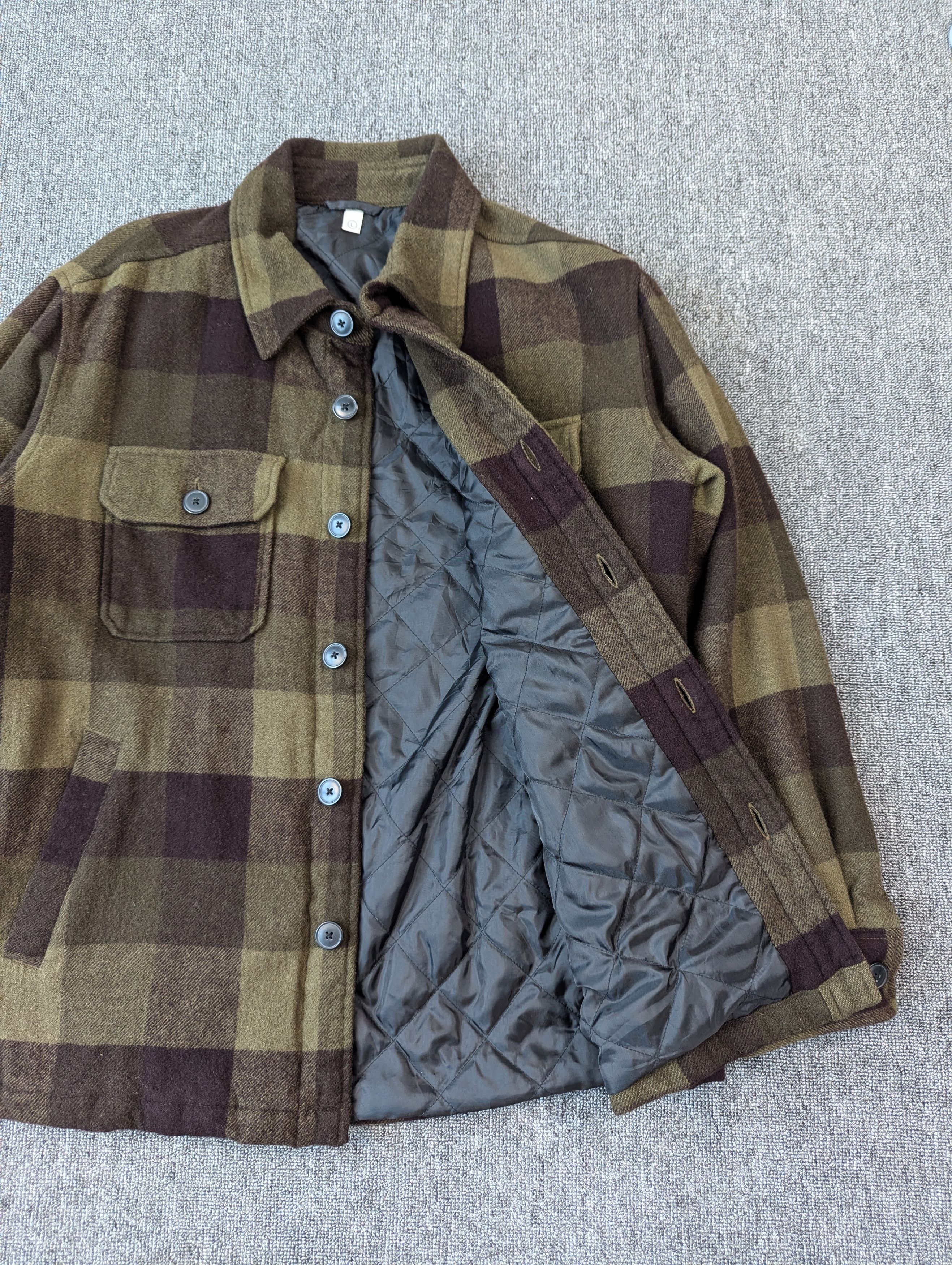Japanese Brand Vintage Uniqlo Wool Quilted Checkered Flannel Jacket Size US L / EU 52-54 / 3 - 6 Thumbnail
