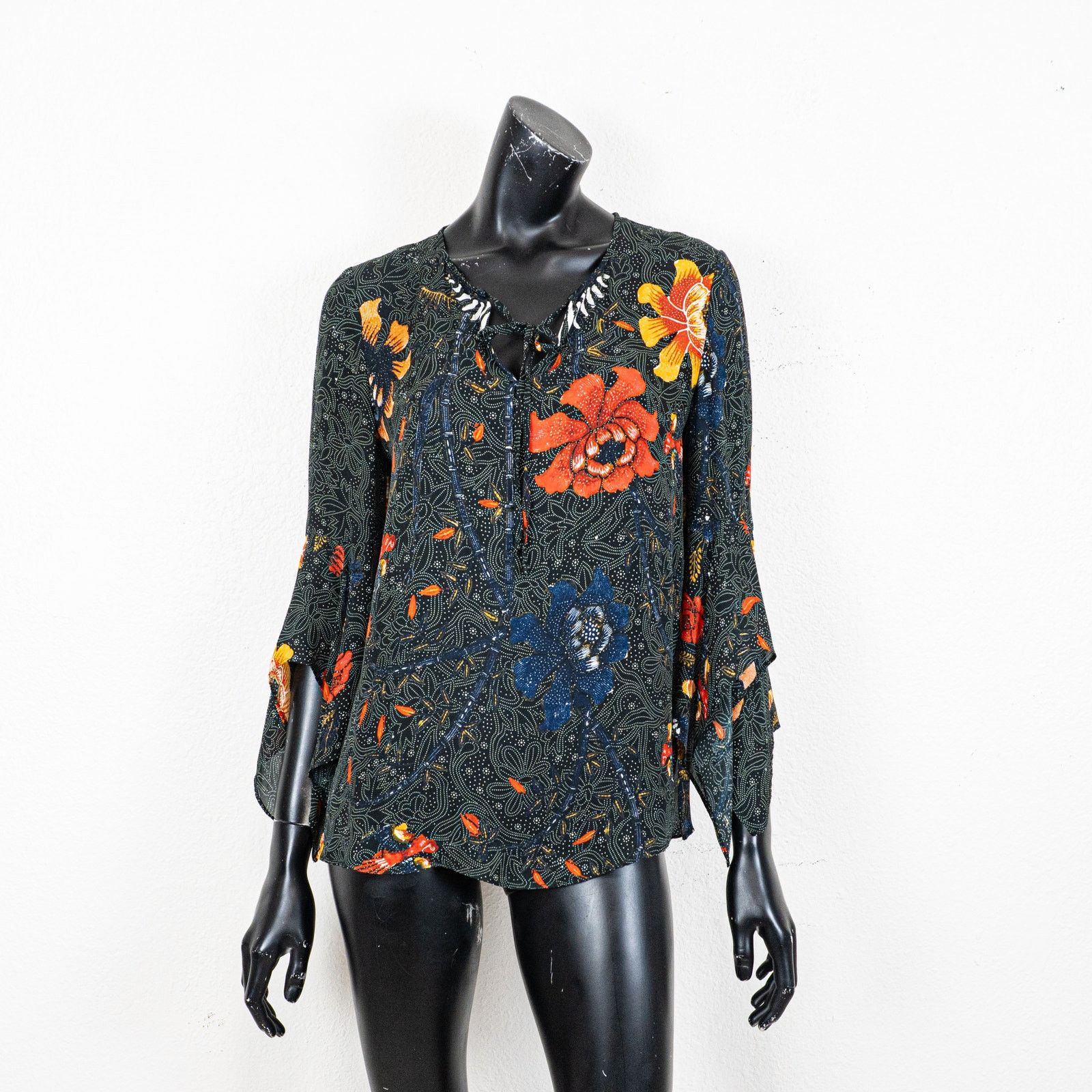 KOBI HALPERIN Kobi Halperin Rubie Floral Silk Blouse Boho bell sleeve Size S / US 4 / IT 40 - 2 Thumbnail