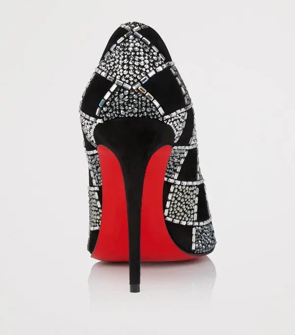 Christian Louboutin os11x0526 Doria Doria Suede Crystal-Check Pumps in Black Size US 8 / IT 38 - 3 Thumbnail