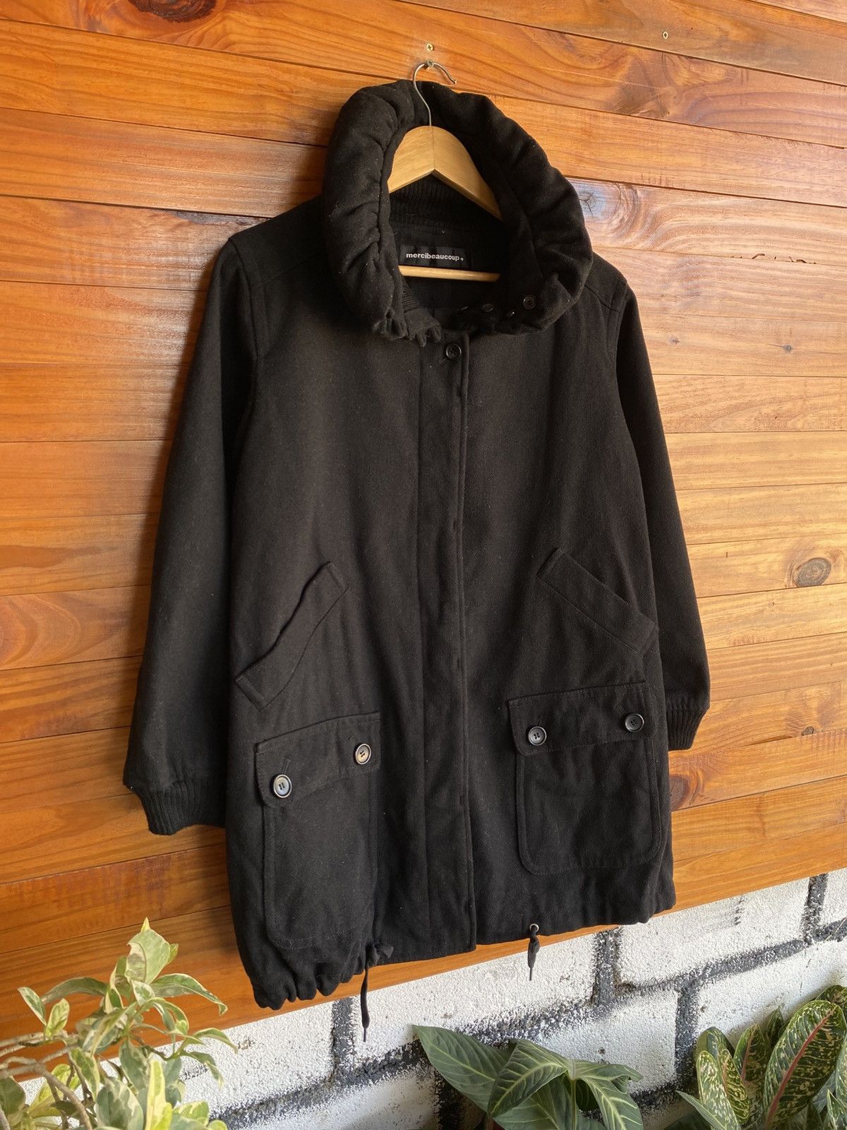 Issey Miyake mercibeaucoup, Black Wool Blend Padded Coat Hooded Jacket Size US S / EU 44-46 / 1 - 5 Thumbnail